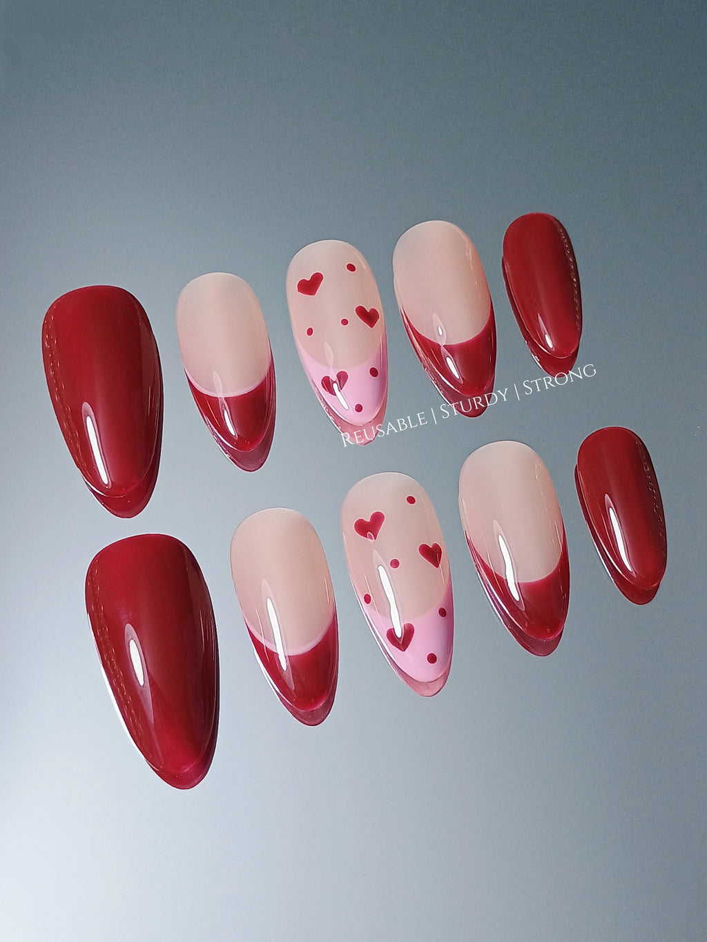 Summer Sweetheart / french nails / gel nails /handmade press on nails / casual nails / faux nails / salon quality nails at home
