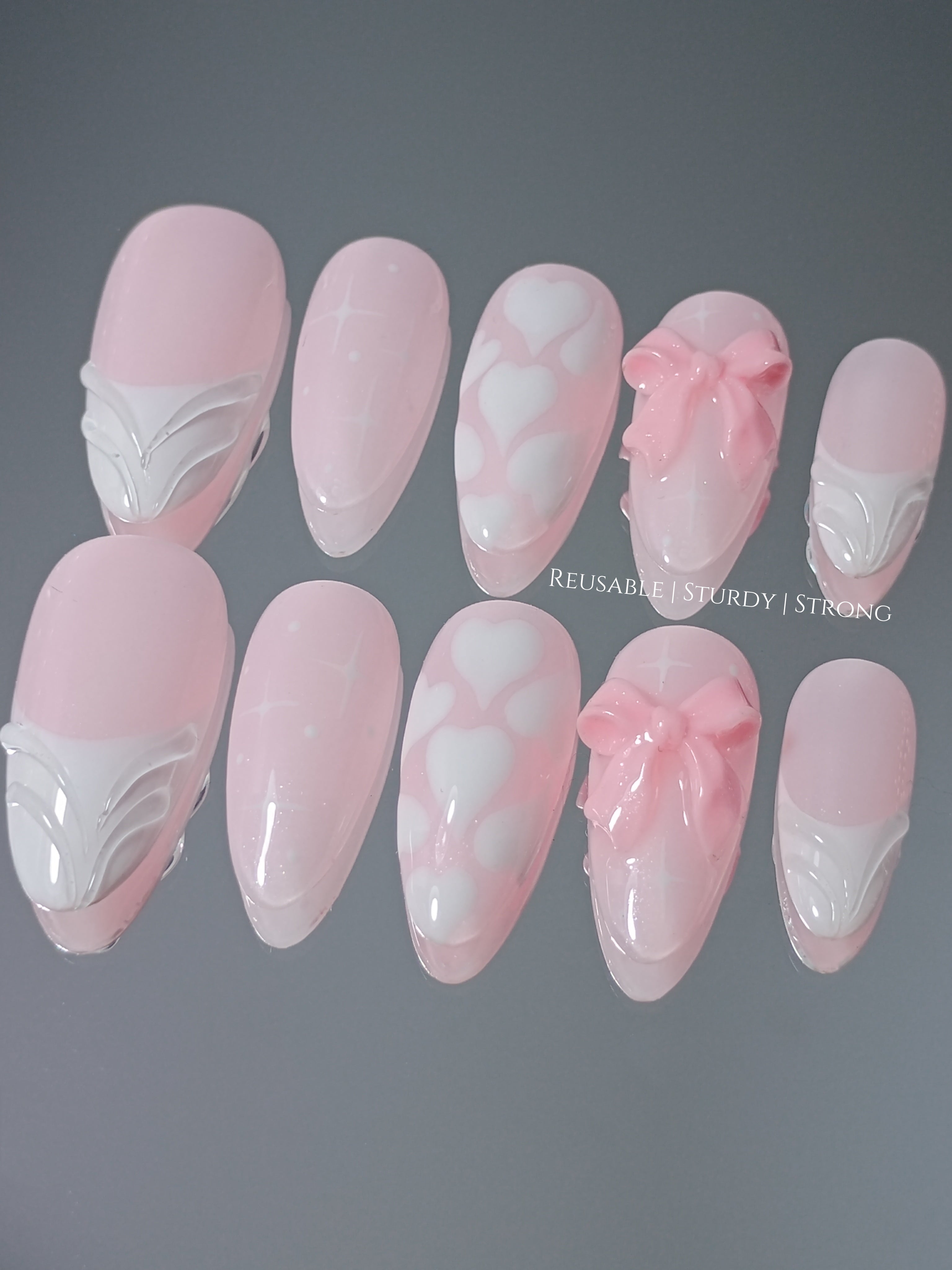 Shimmering Soft Pink Heart Bows