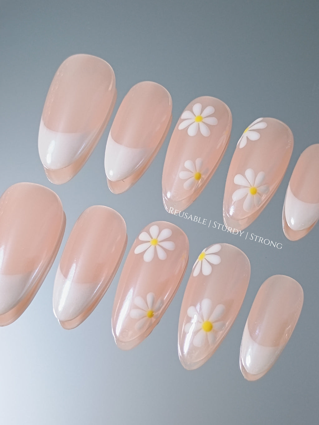 Dainty daisy donut glazed nail art