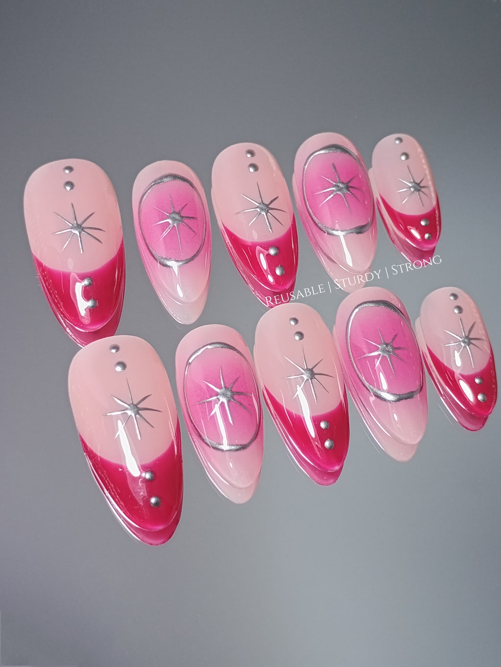 Pink Crescent Inspired Nails