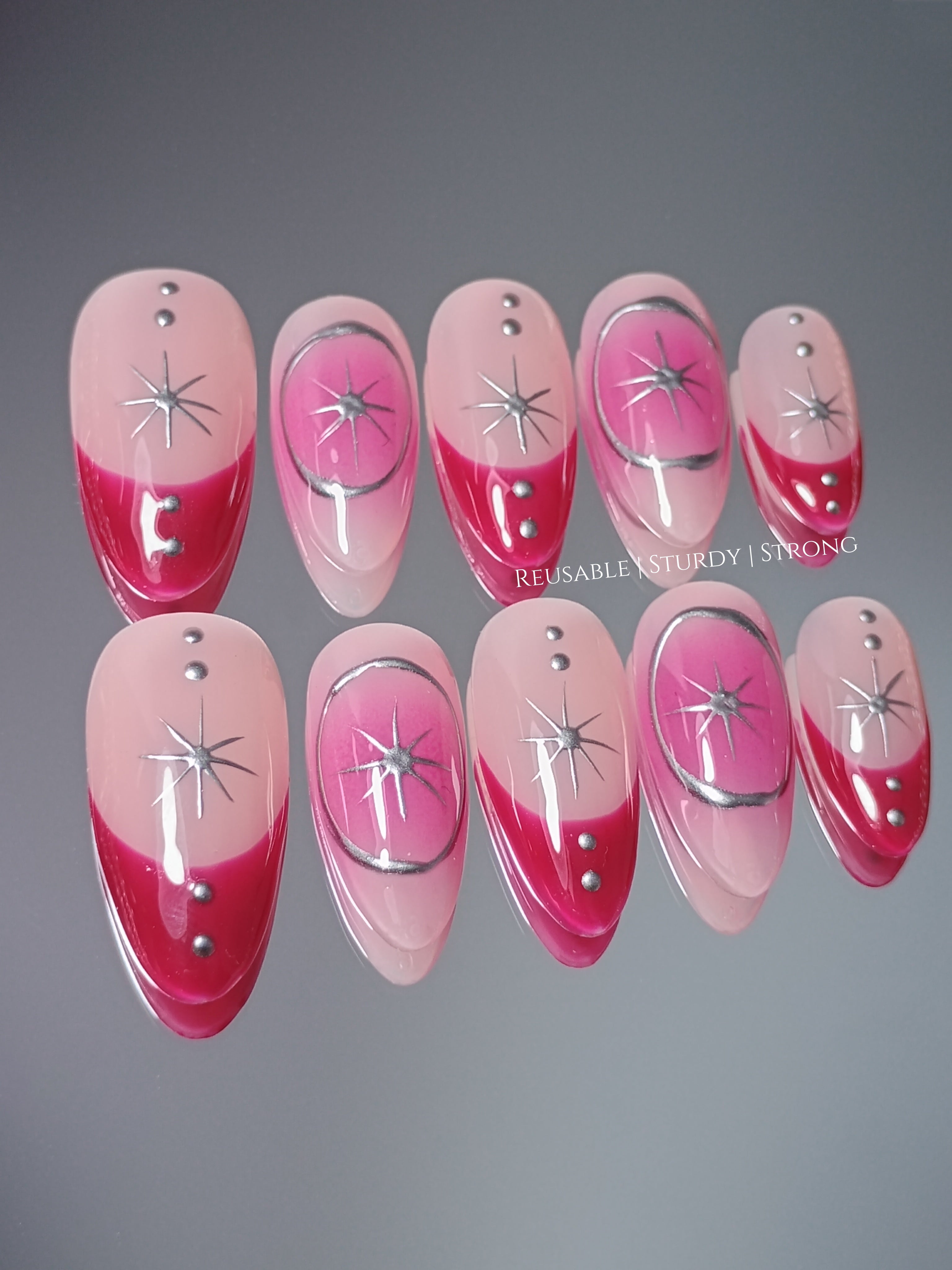 Pink Crescent Inspired Nails