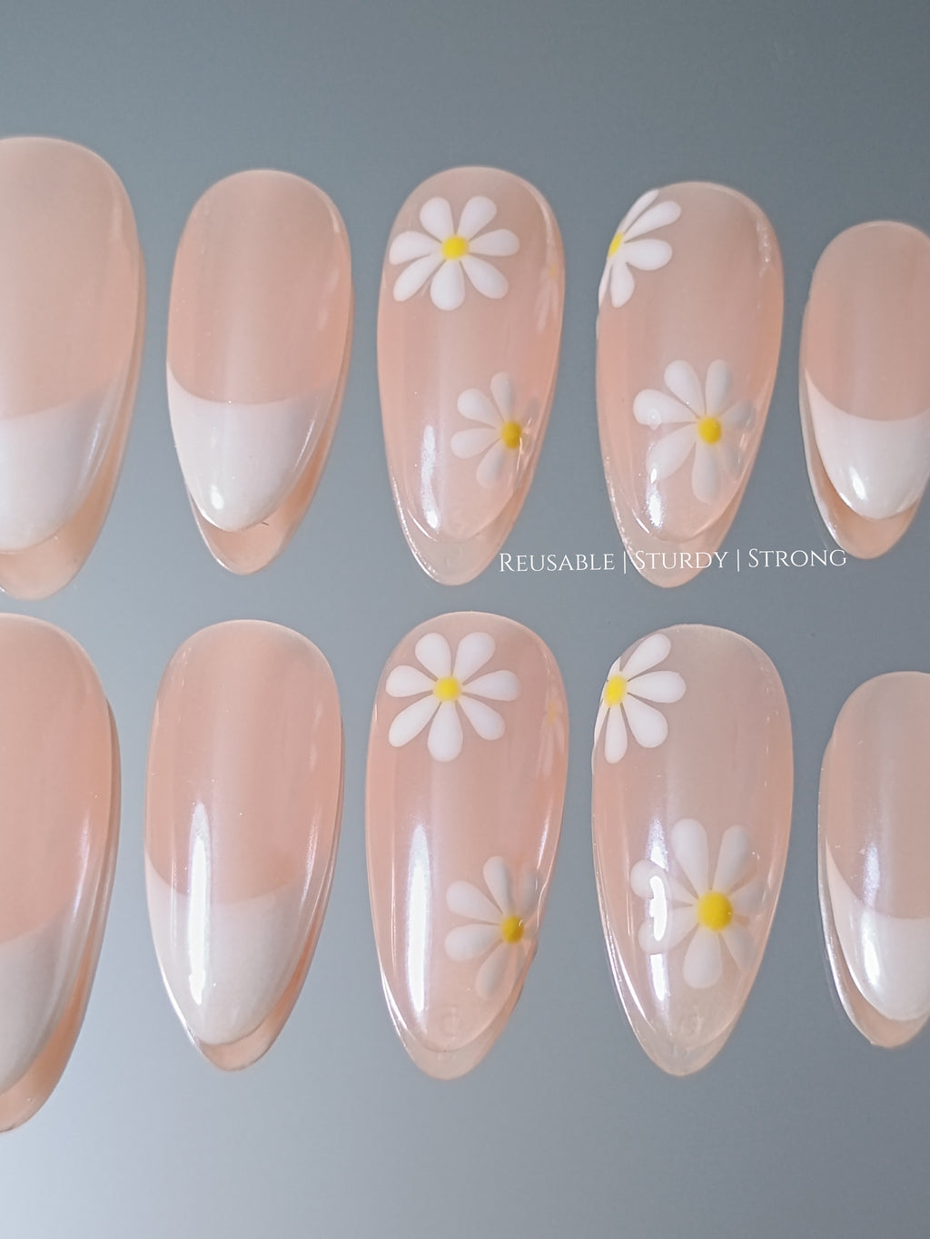 Dainty daisy donut glazed nail art