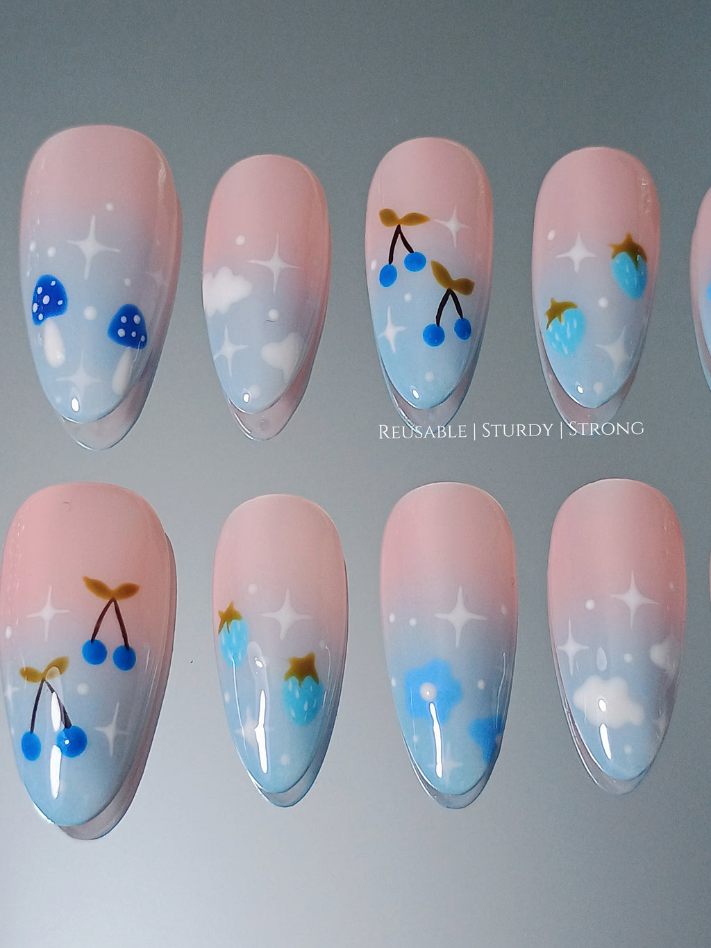 Dreamy Cloud and Whimsical Mushroom | premium nails