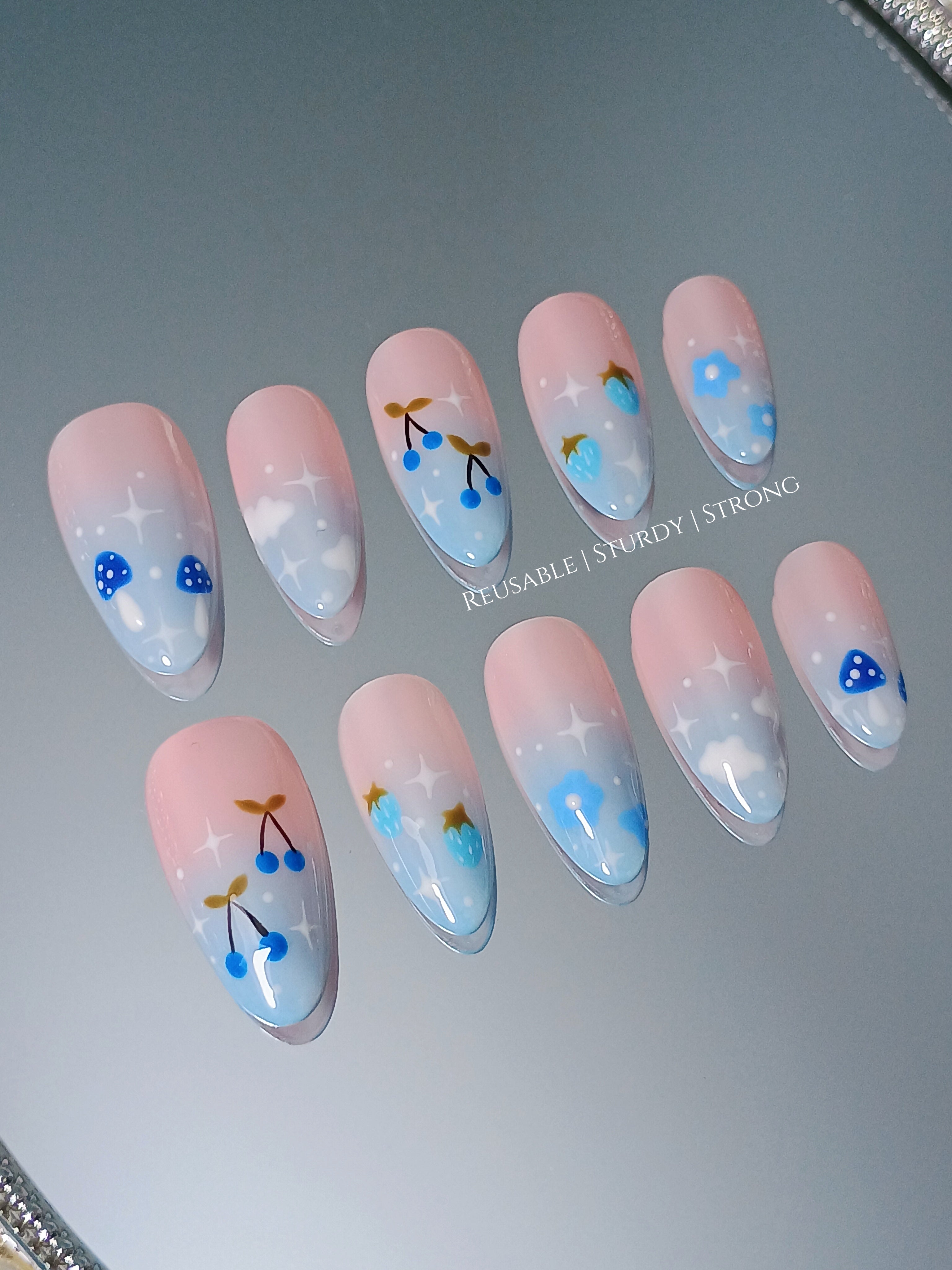 Dreamy Cloud and Whimsical Mushroom | premium nails