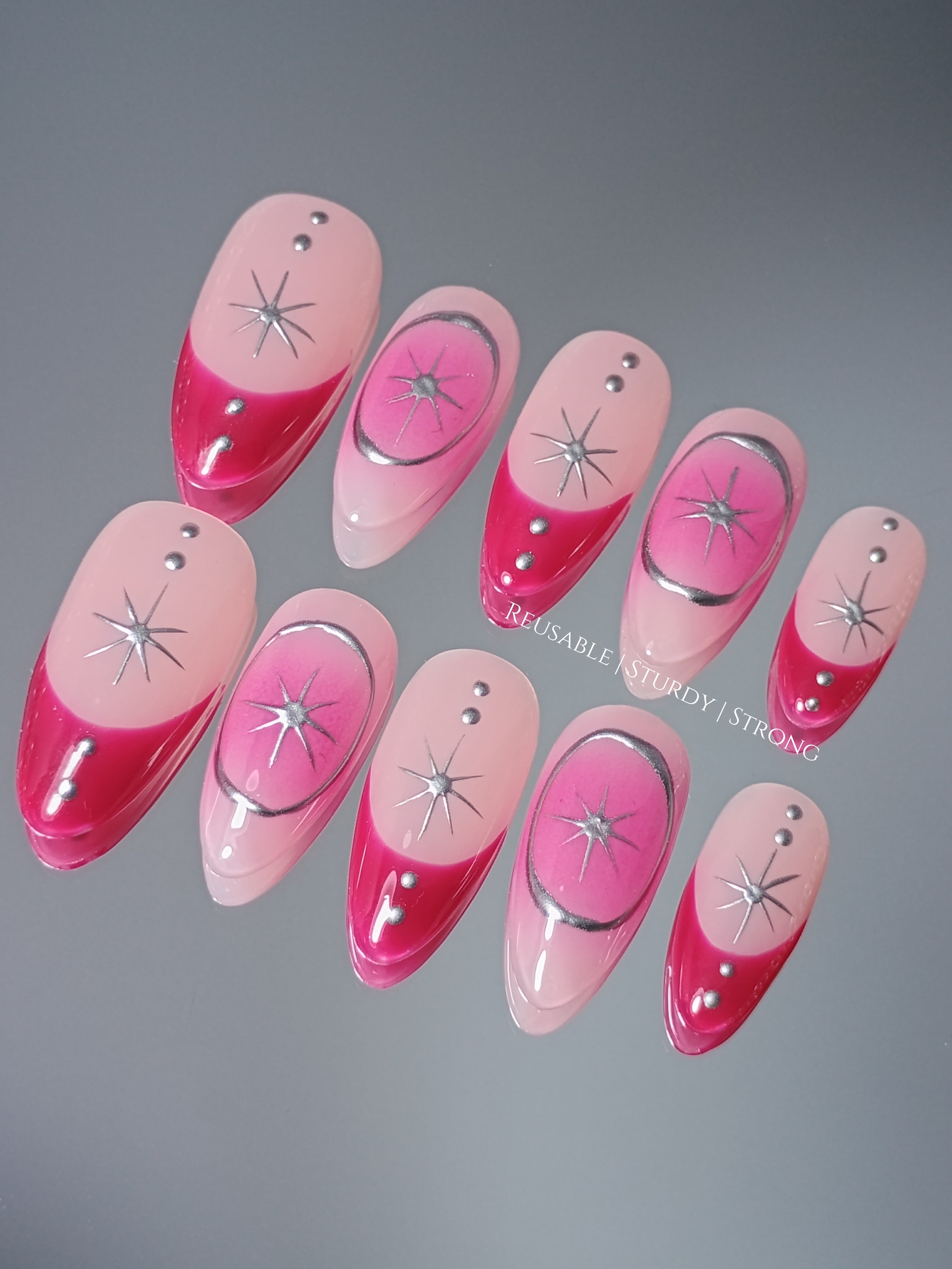 Pink Crescent Inspired Nails