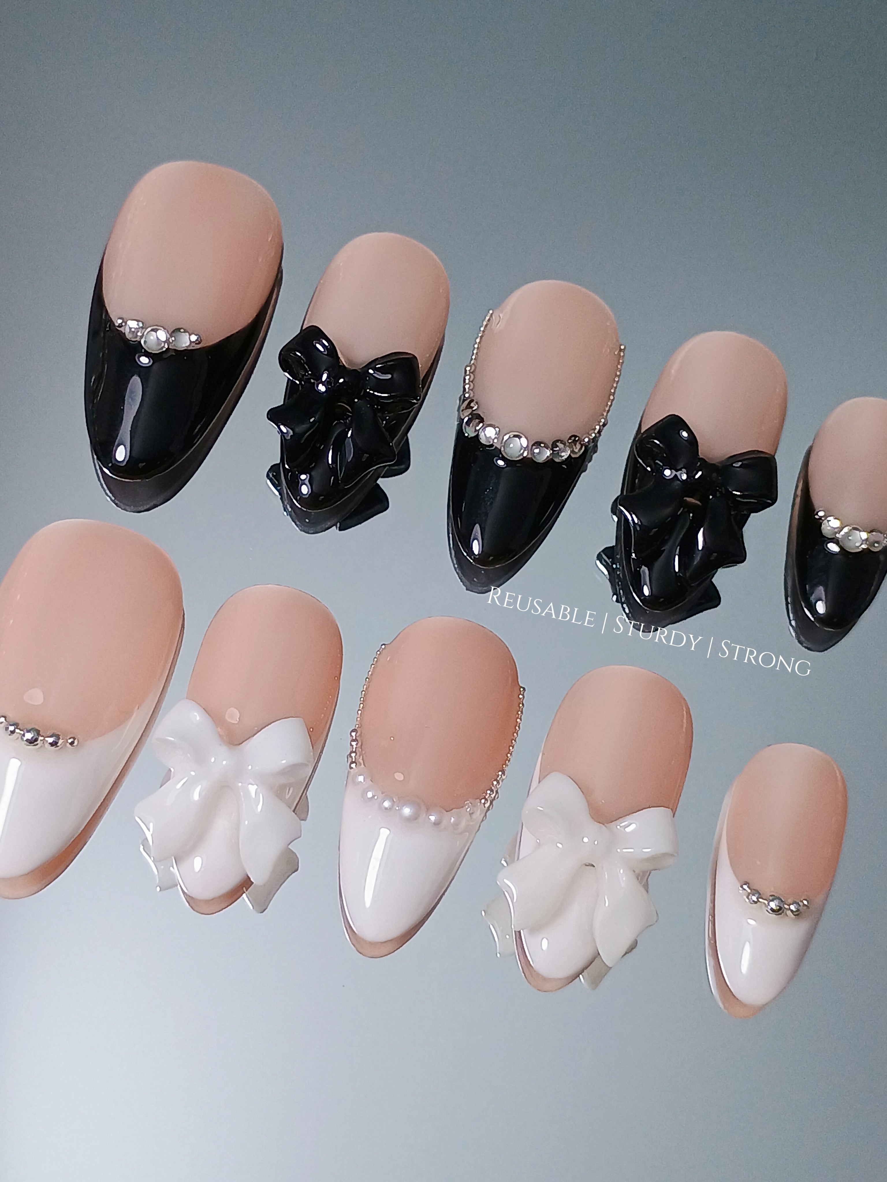 Classic Black & White Diamond Bow