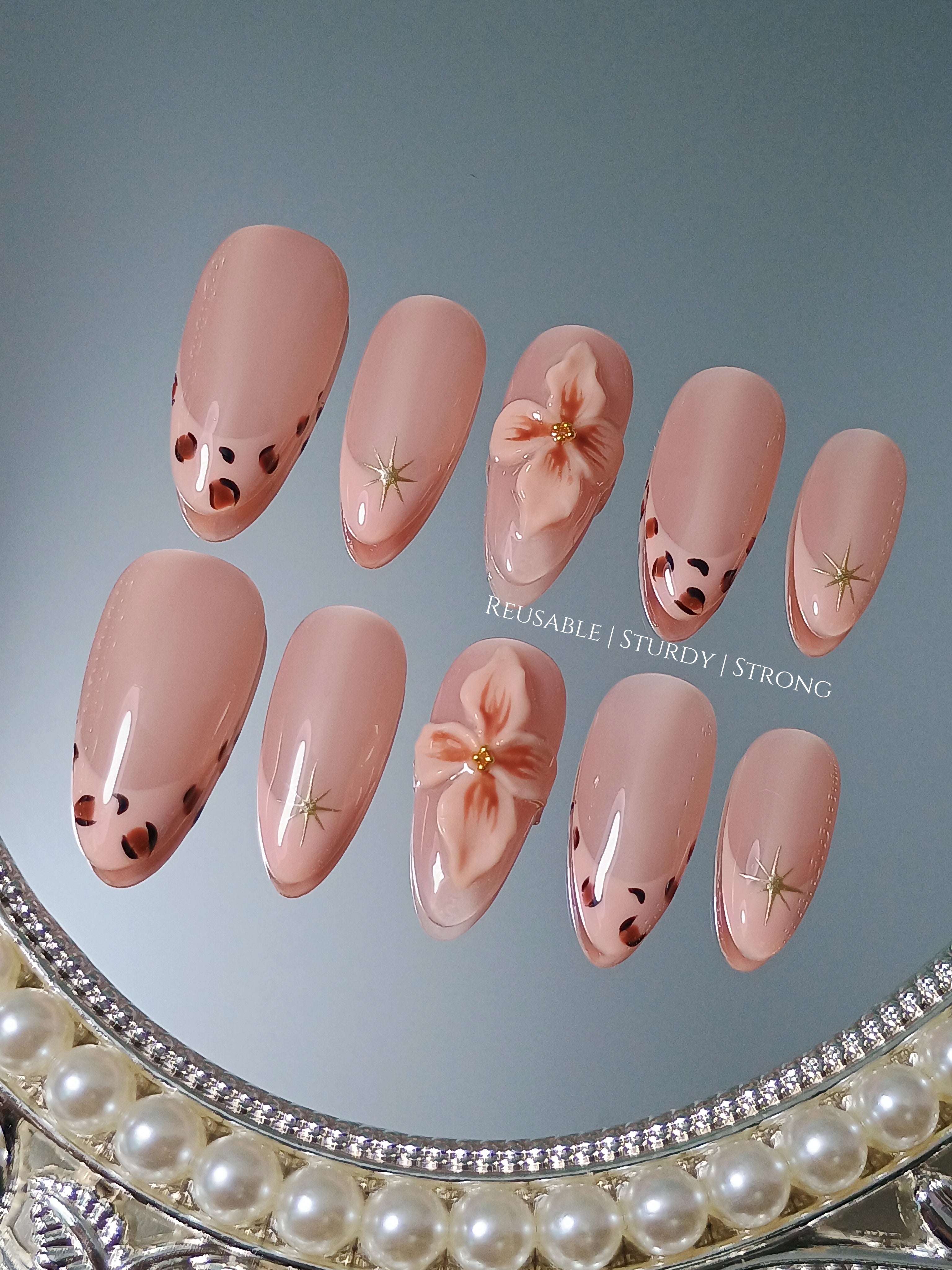 3D orchid free style nail art