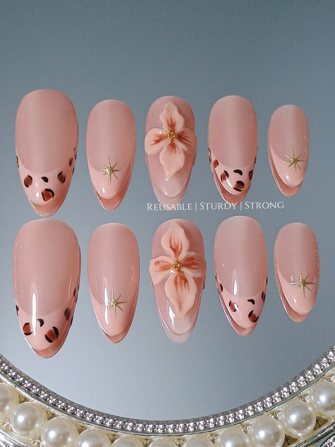 3D orchid free style nail art