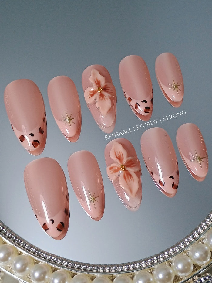 3D orchid free style nail art