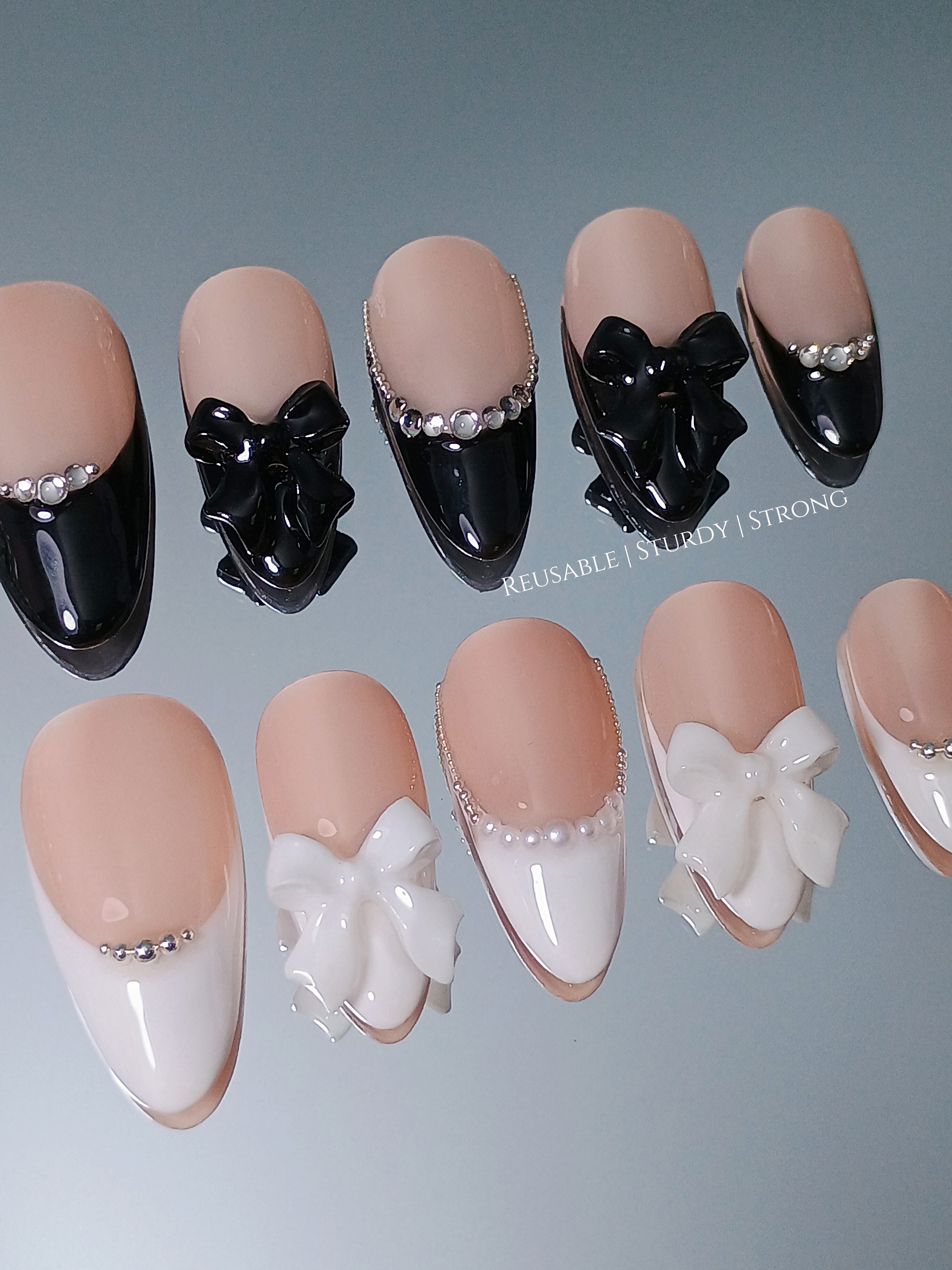 Classic Black & White Diamond Bow