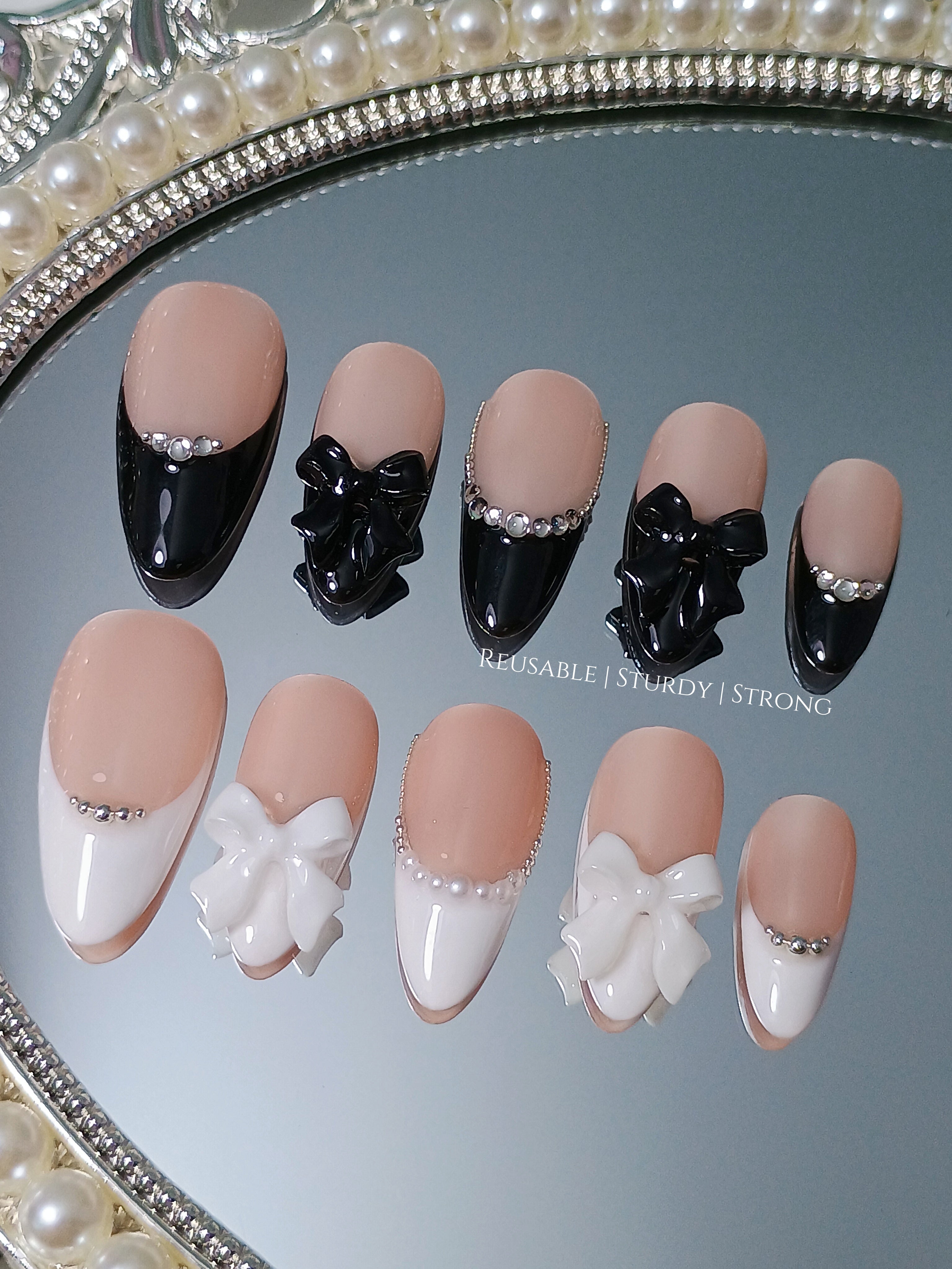 Classic Black & White Diamond Bow