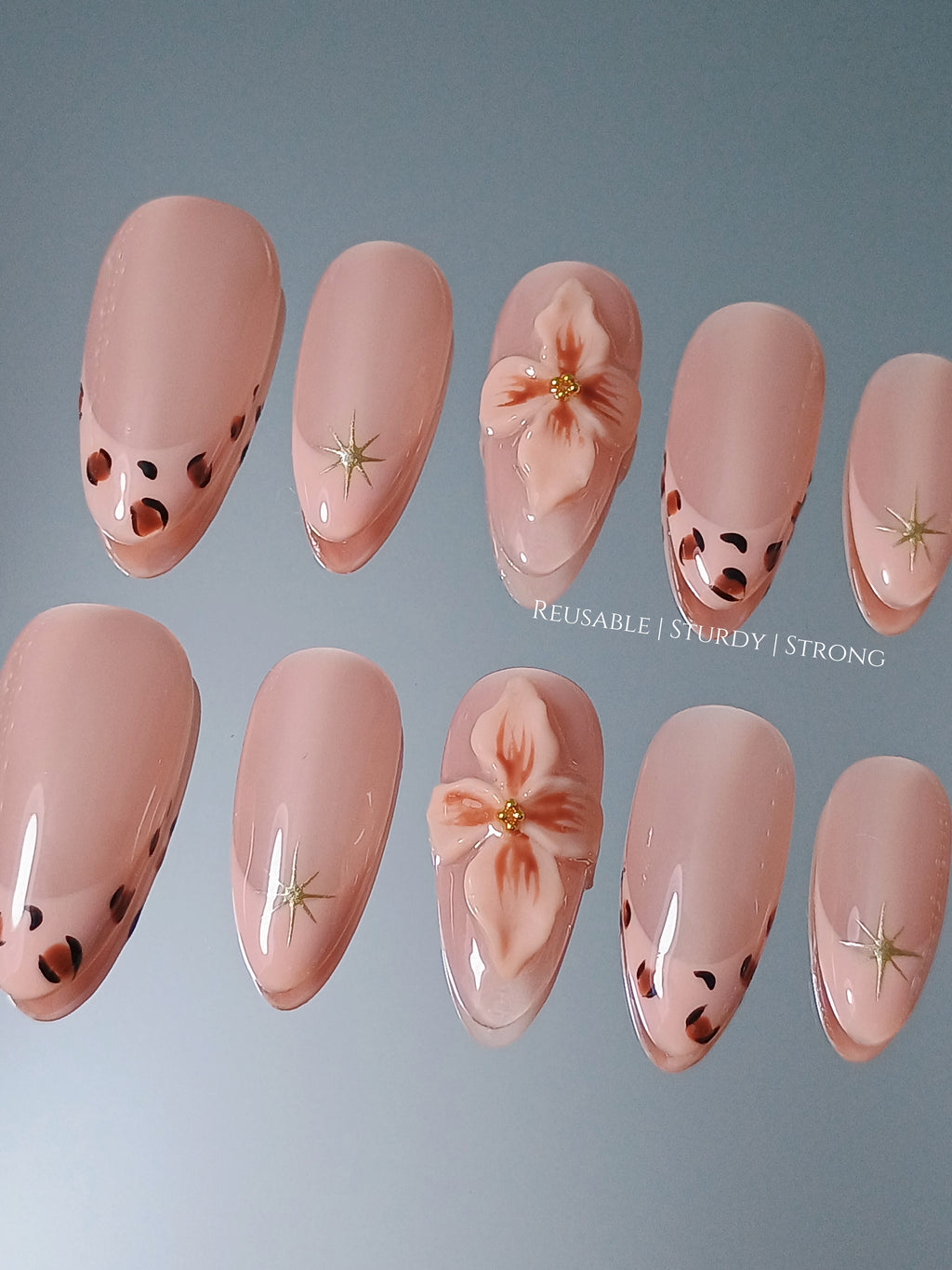 3D orchid free style nail art