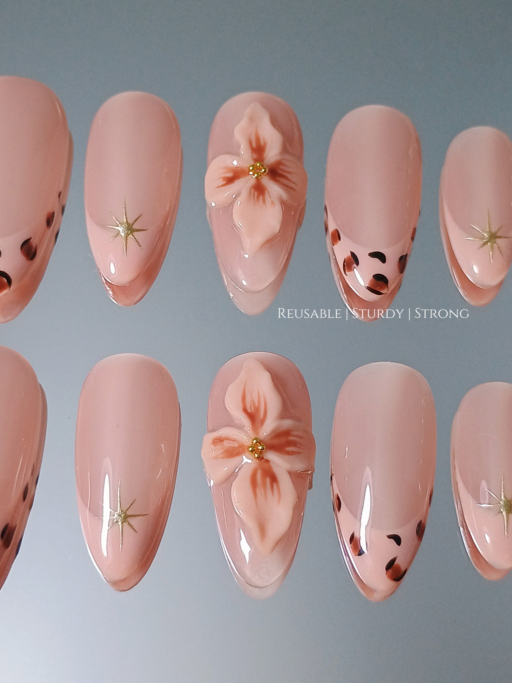 3D orchid free style nail art
