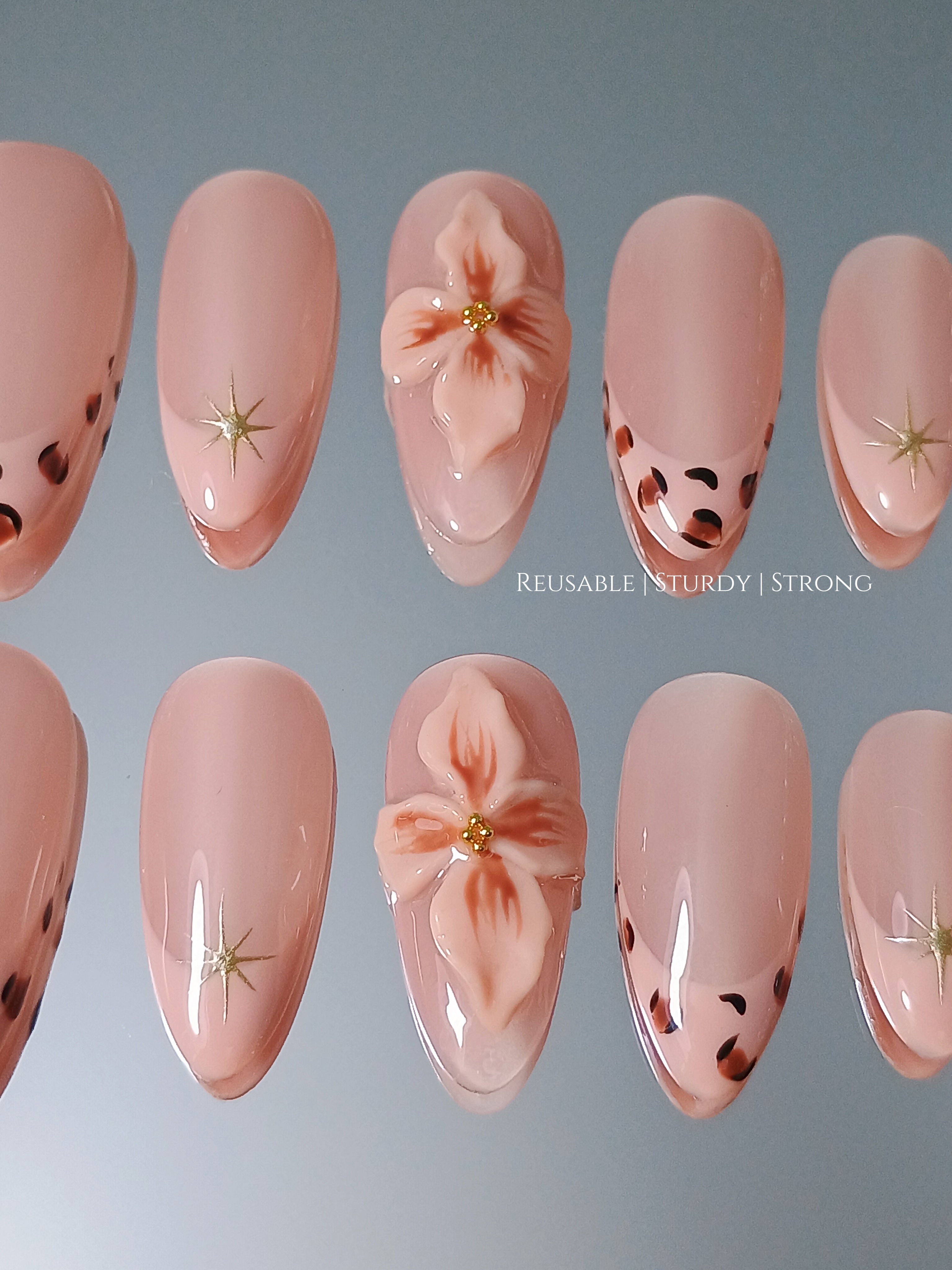 3D orchid free style nail art