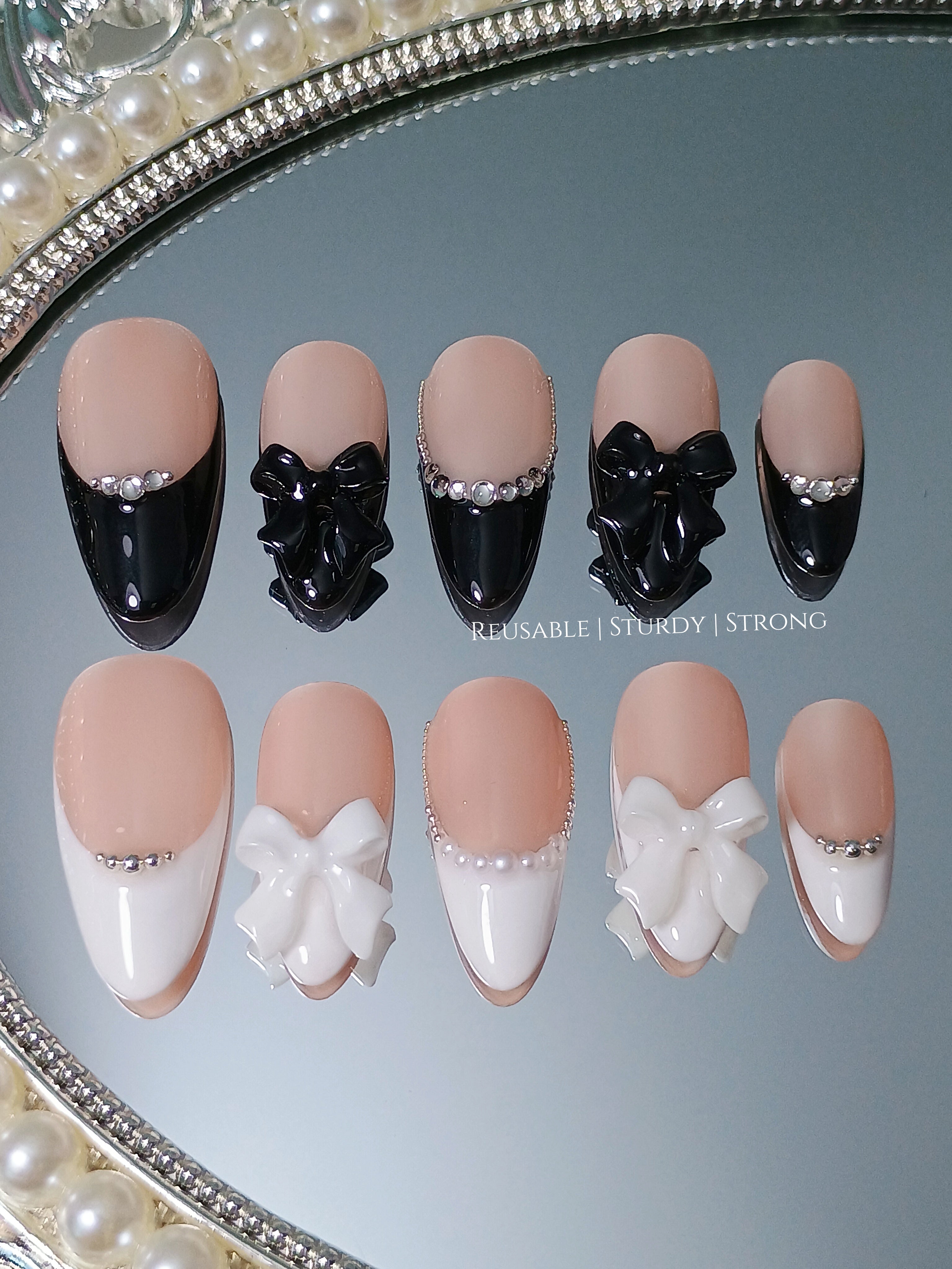 Classic Black & White Diamond Bow