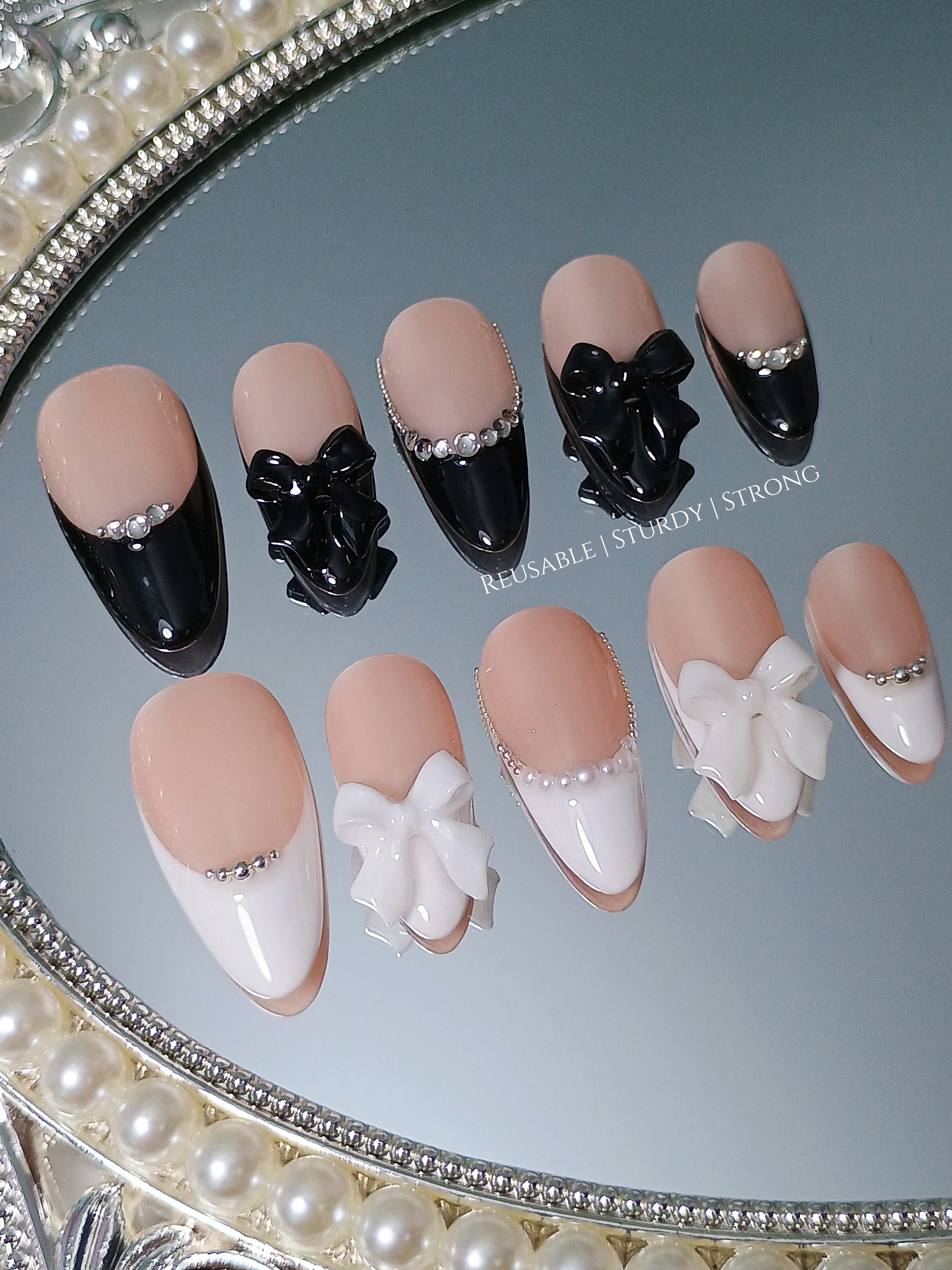 Classic Black & White Diamond Bow