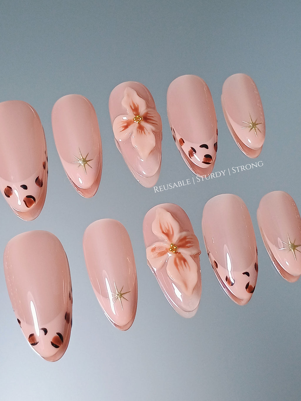 3D orchid free style nail art