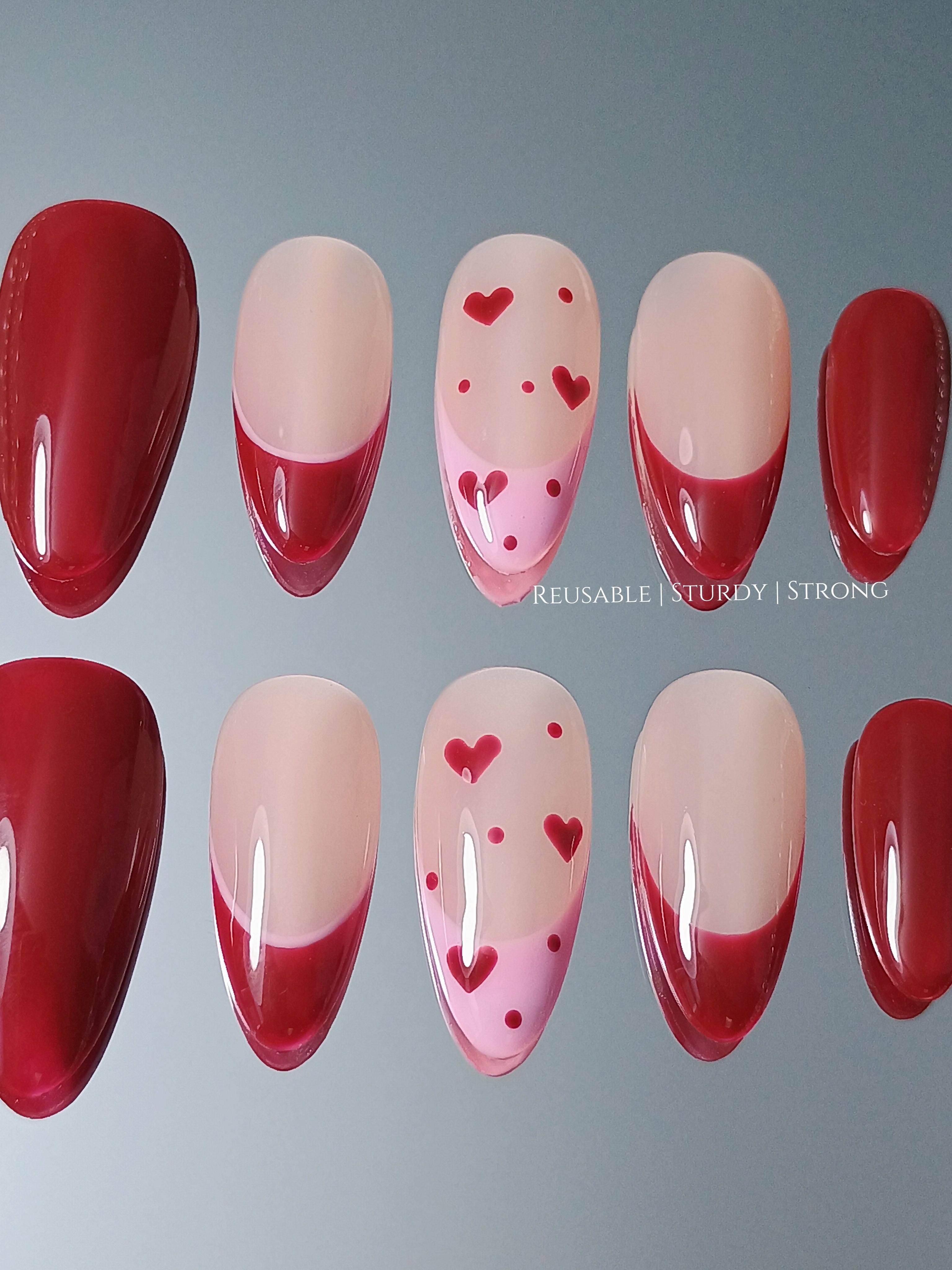 Summer Sweetheart / french nails / gel nails /handmade press on nails / casual nails / faux nails / salon quality nails at home