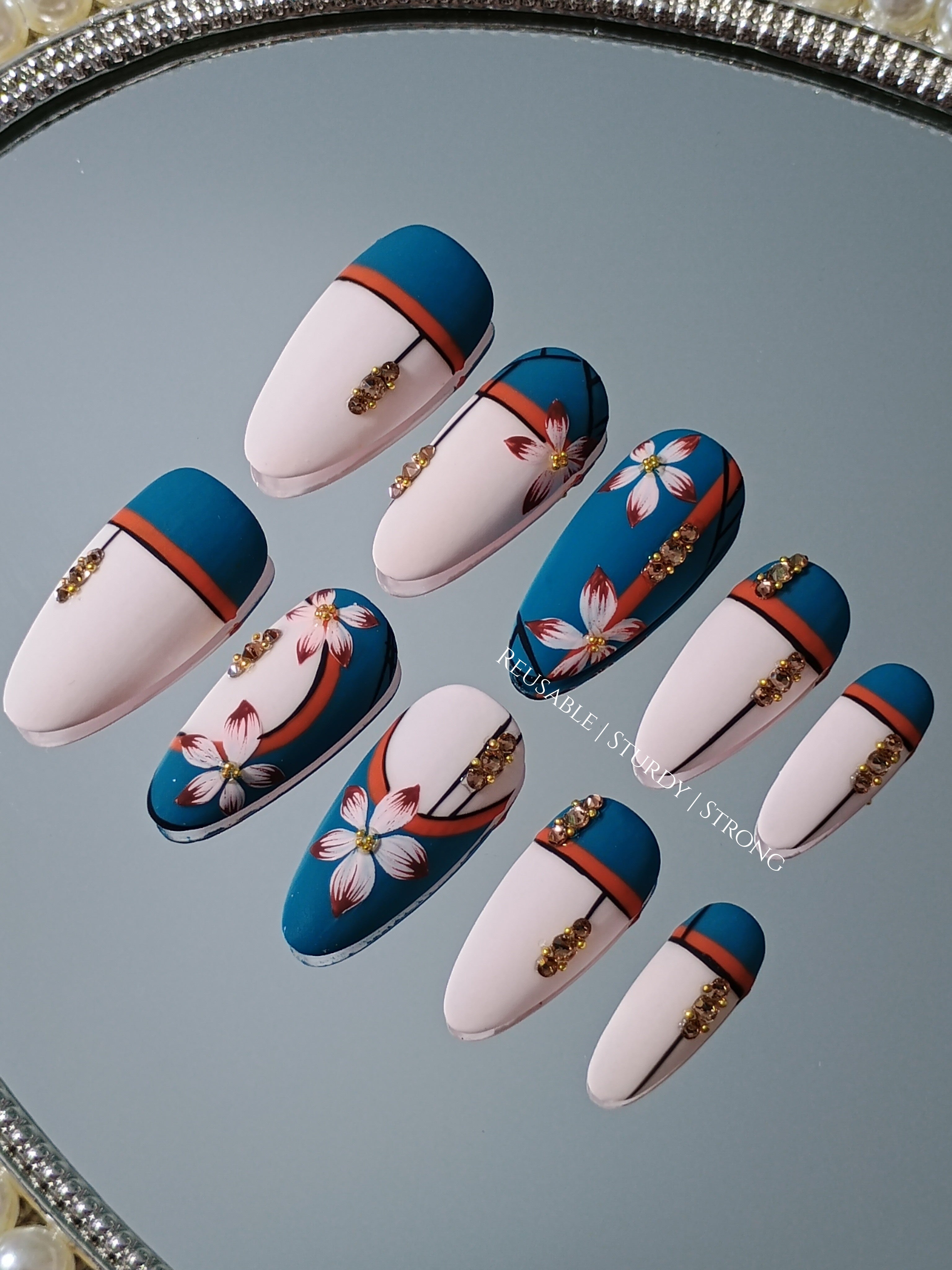 Vintage Navy Blue Floral Vase