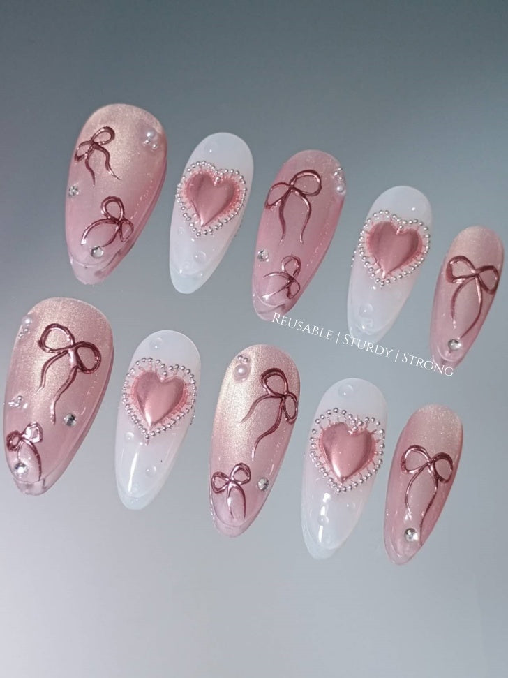 Coquette Bow with Double Heart