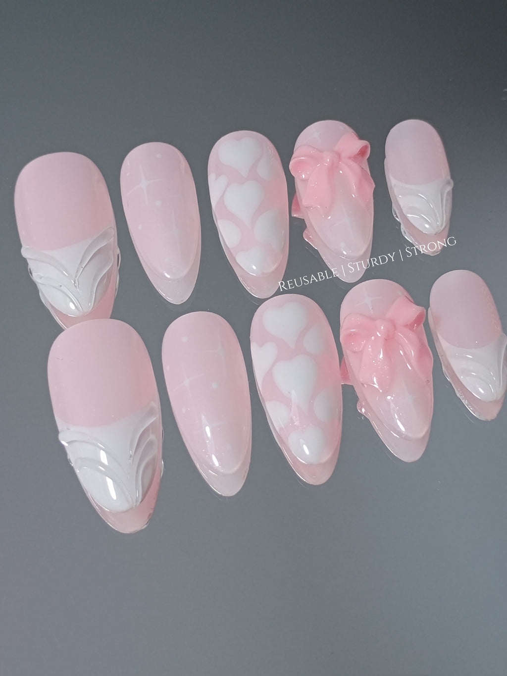 Shimmering Soft Pink Heart Bows