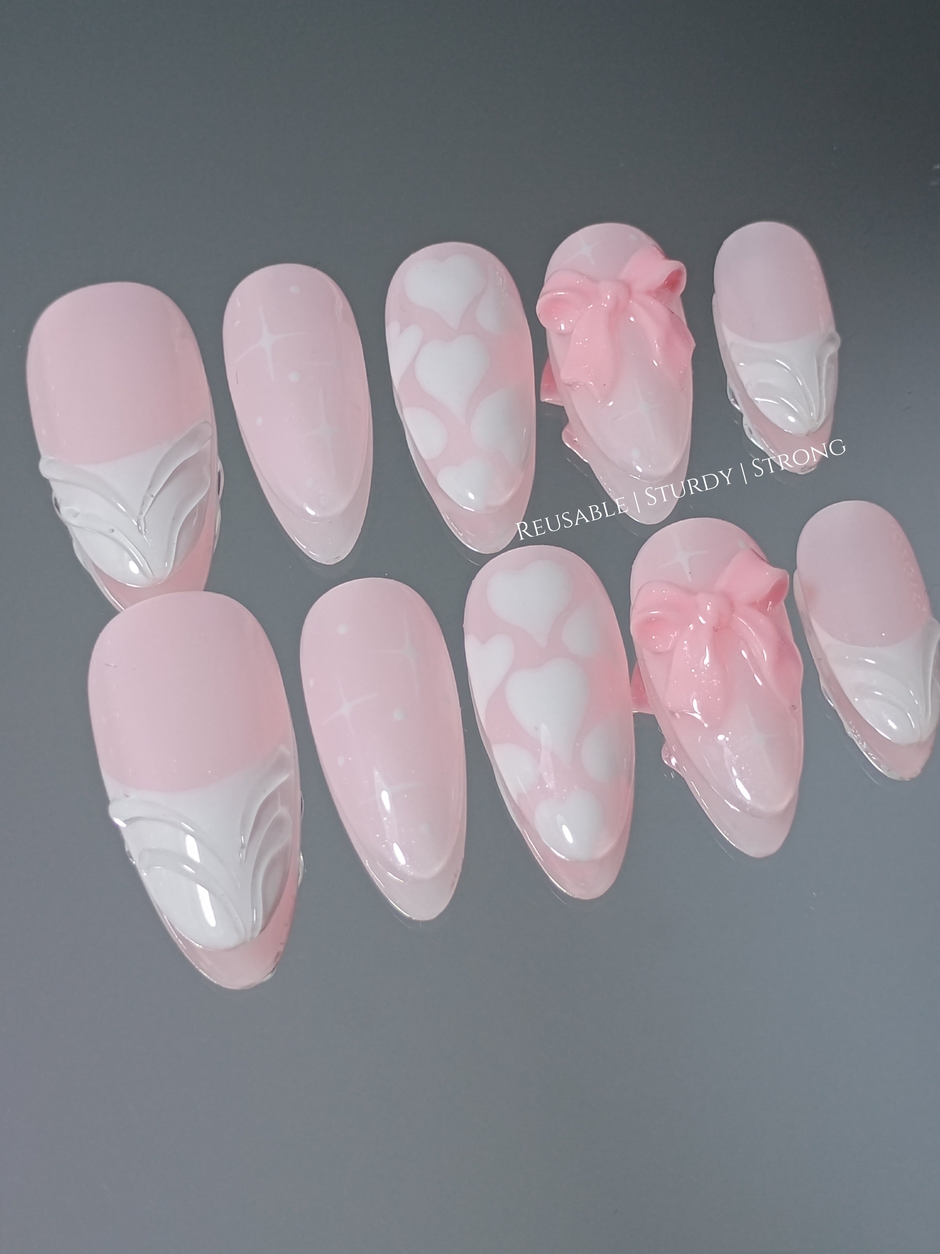 Shimmering Soft Pink Heart Bows