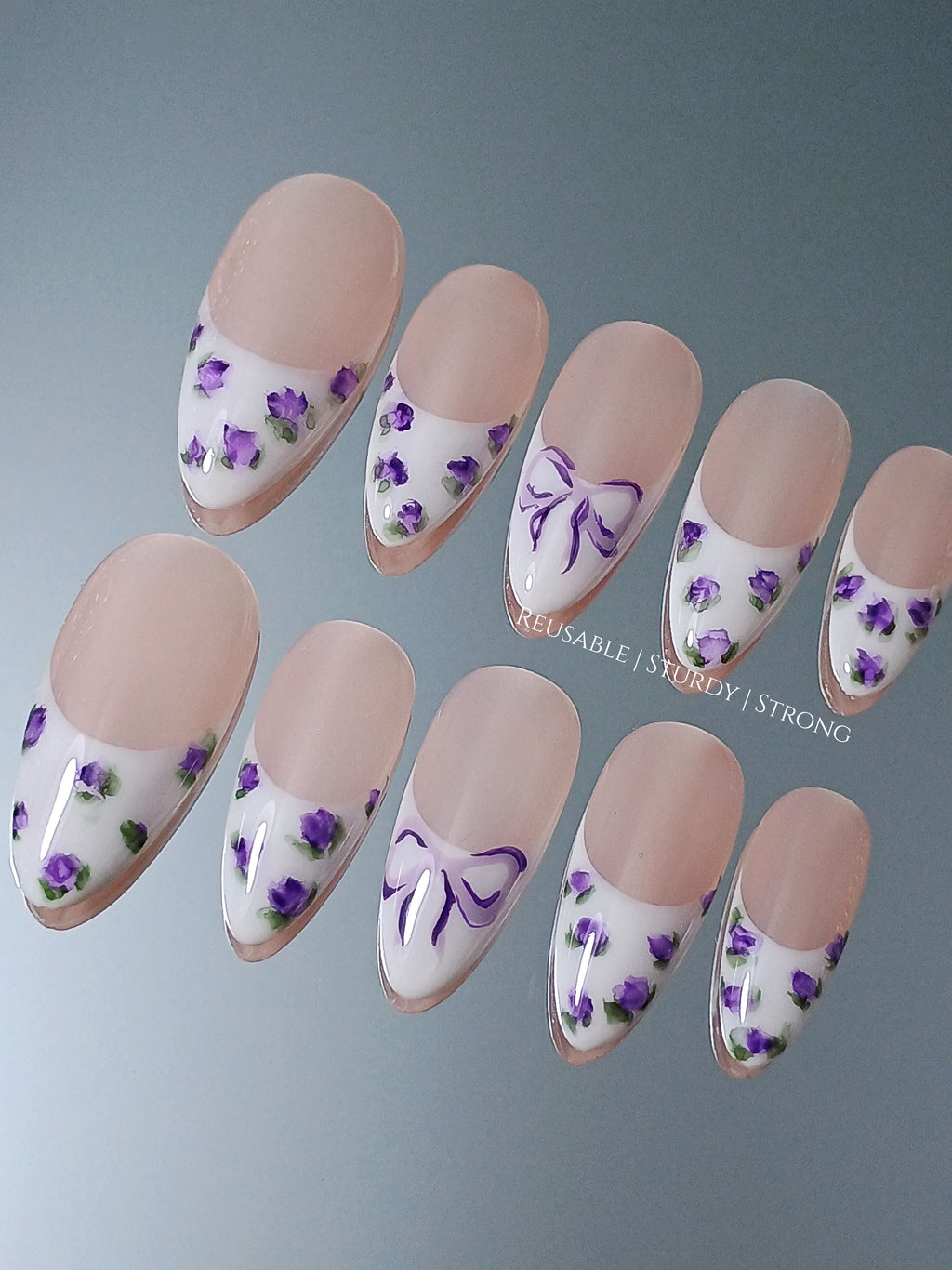 Mystical Purple Rose on French Tips