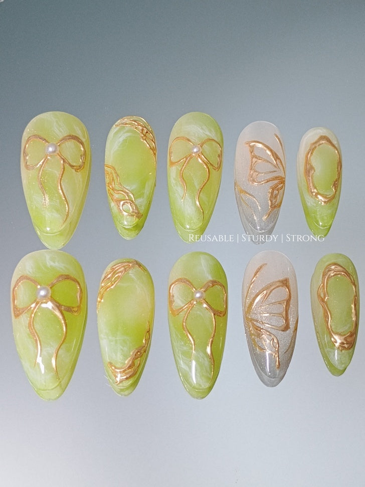 Green Jade Golden Butterfly