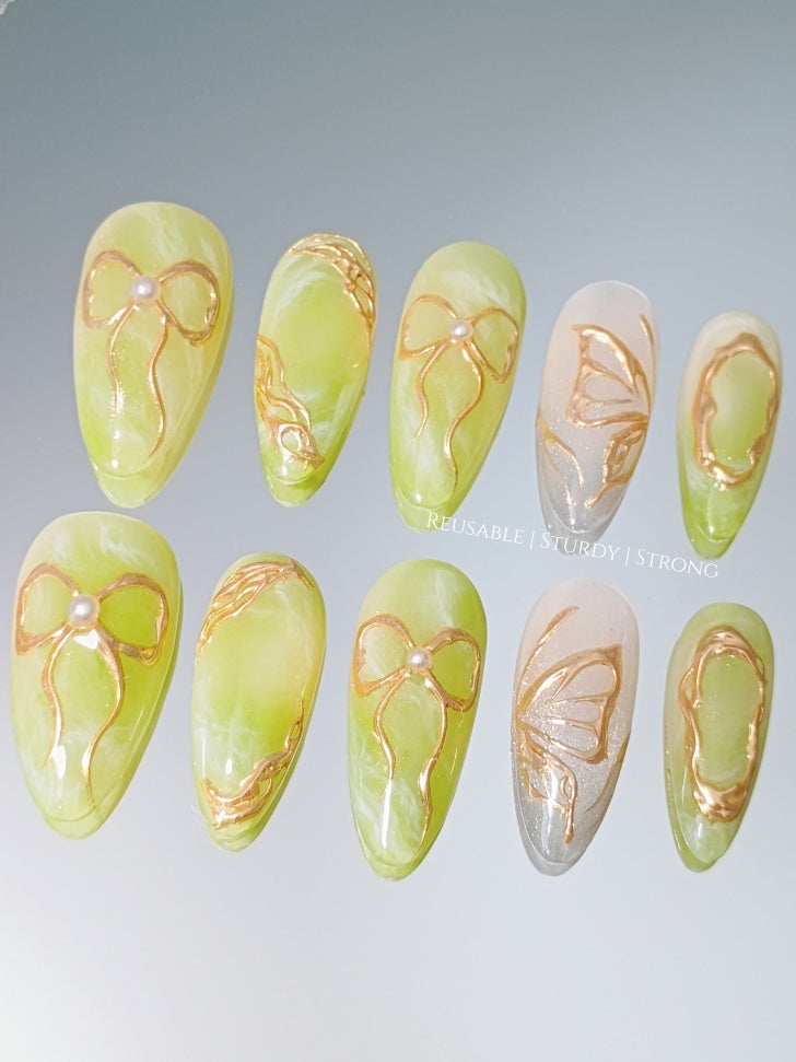 Green Jade Golden Butterfly