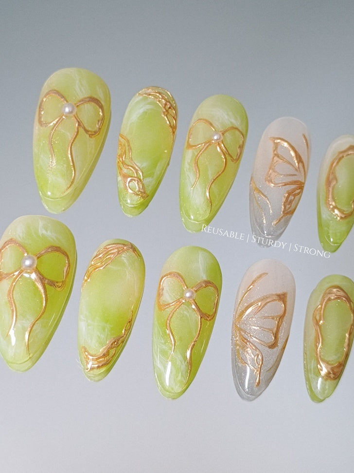 Green Jade Golden Butterfly