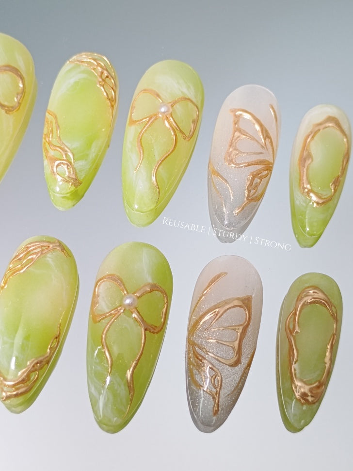 Green Jade Golden Butterfly