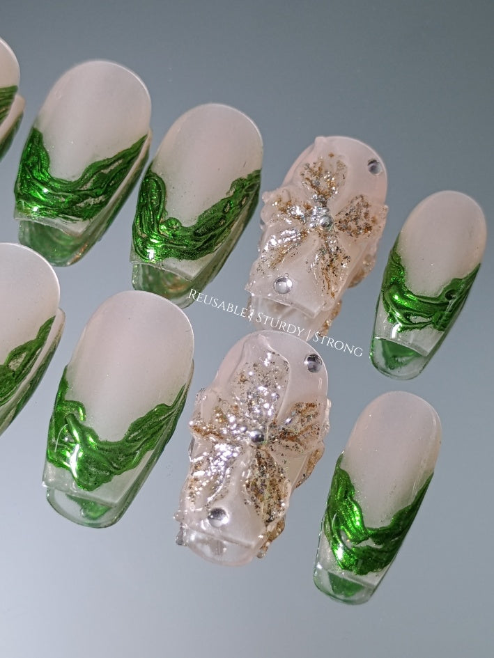 2 colours available) Gorgeous Sheer Glitter Blooming Floral