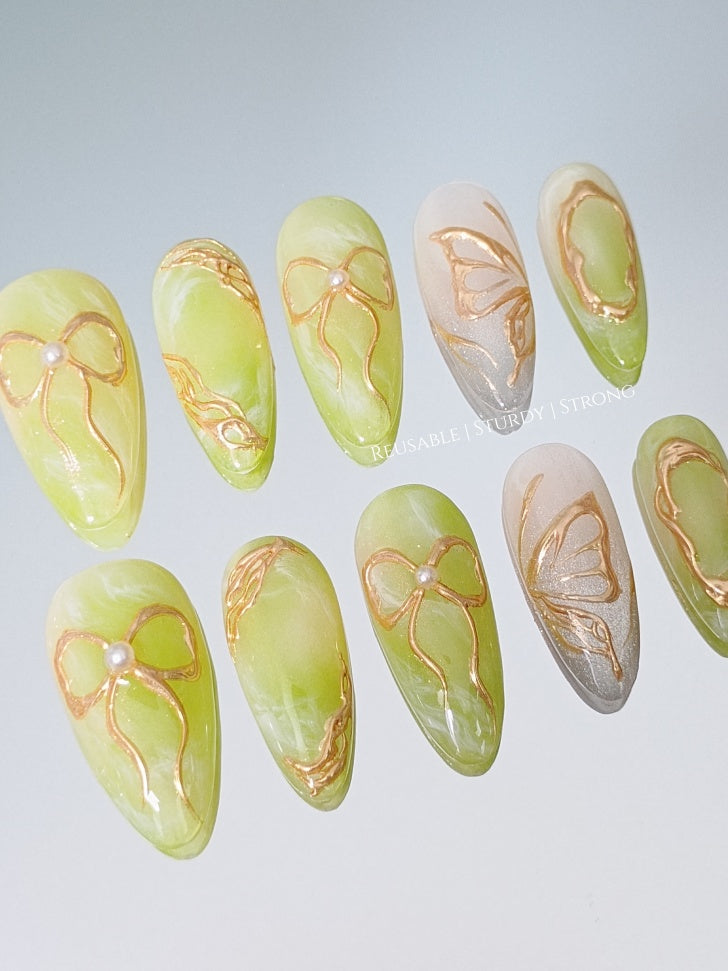 Green Jade Golden Butterfly