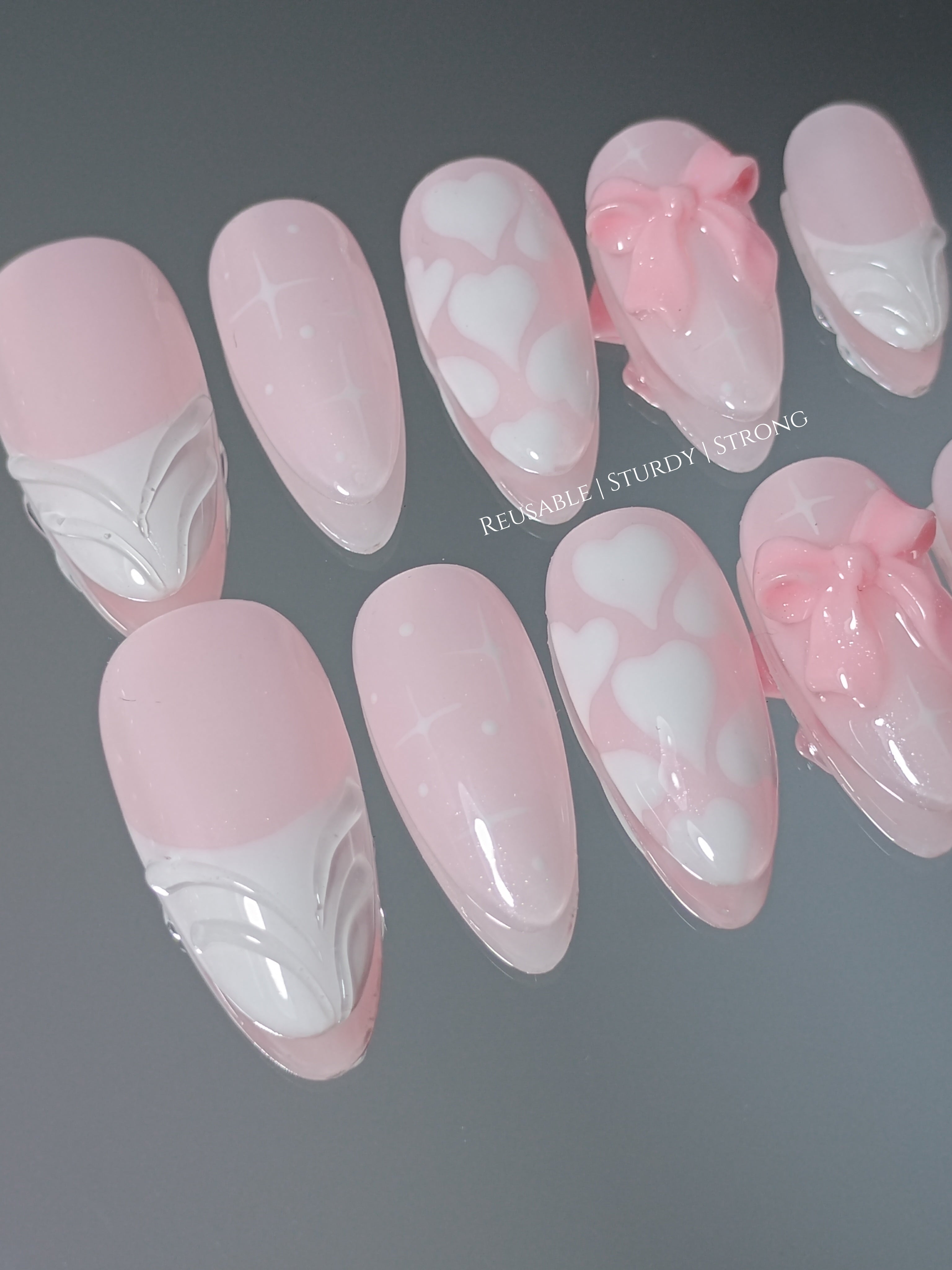 Shimmering Soft Pink Heart Bows