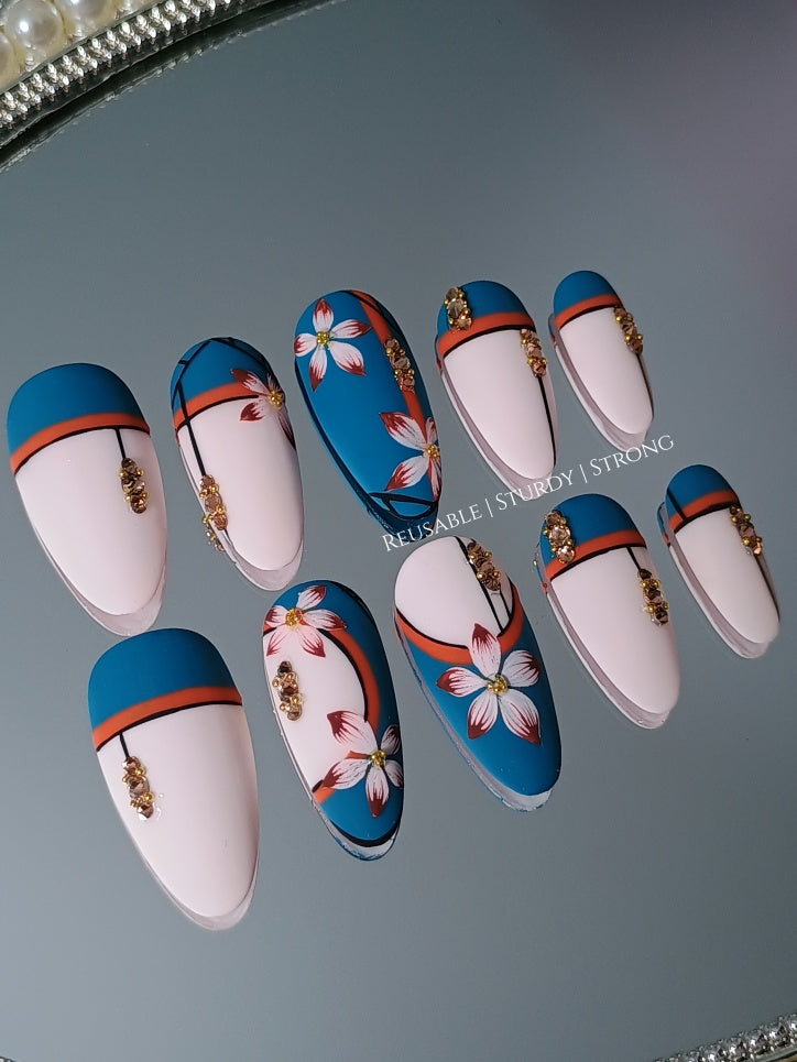 Vintage Navy Blue Floral Vase