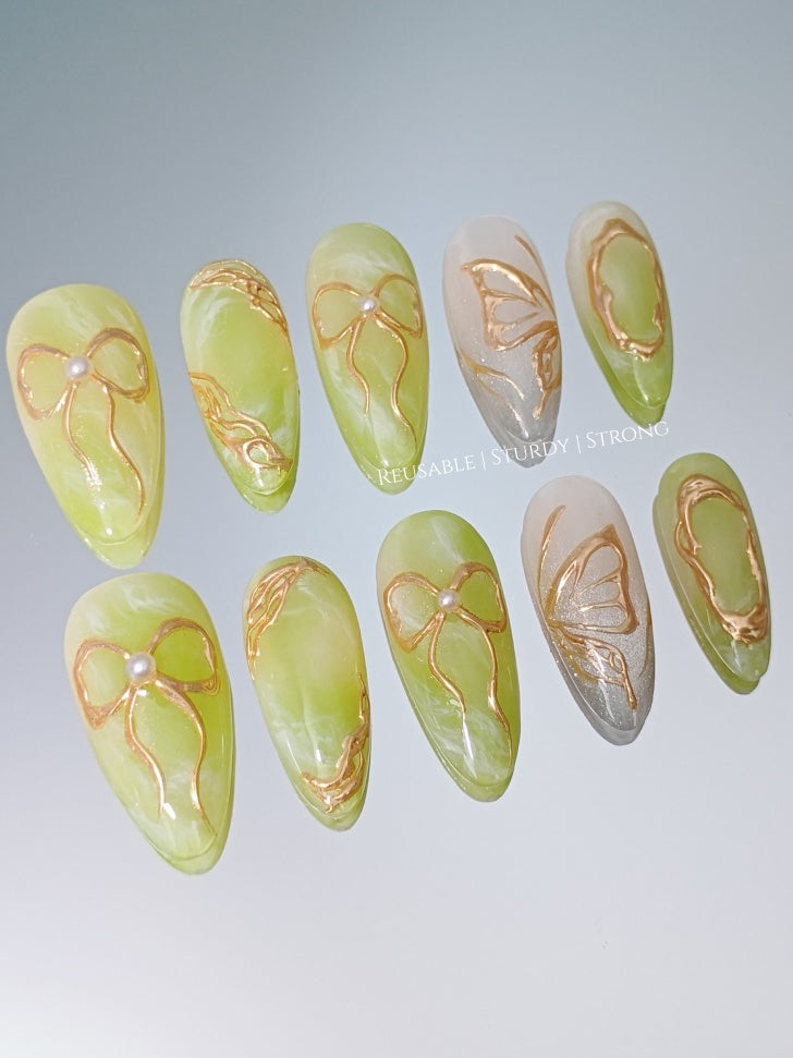 Green Jade Golden Butterfly