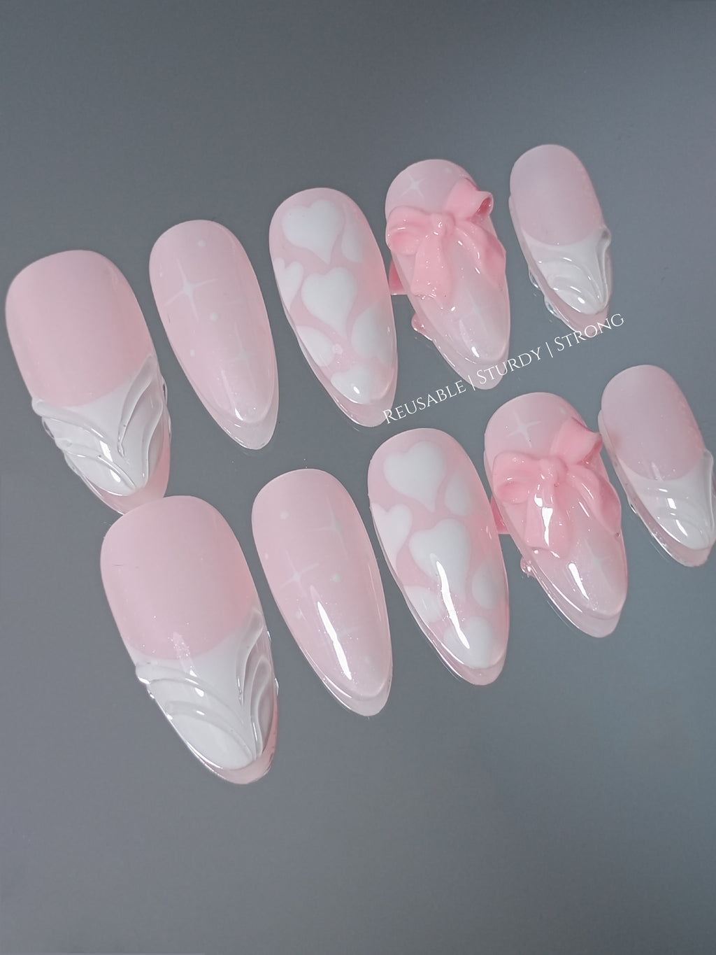 Shimmering Soft Pink Heart Bows