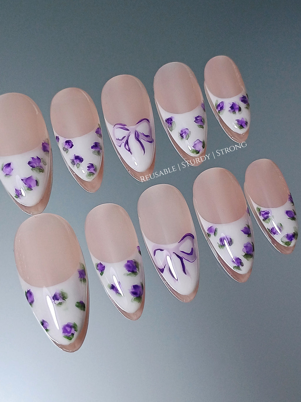 Mystical Purple Rose on French Tips