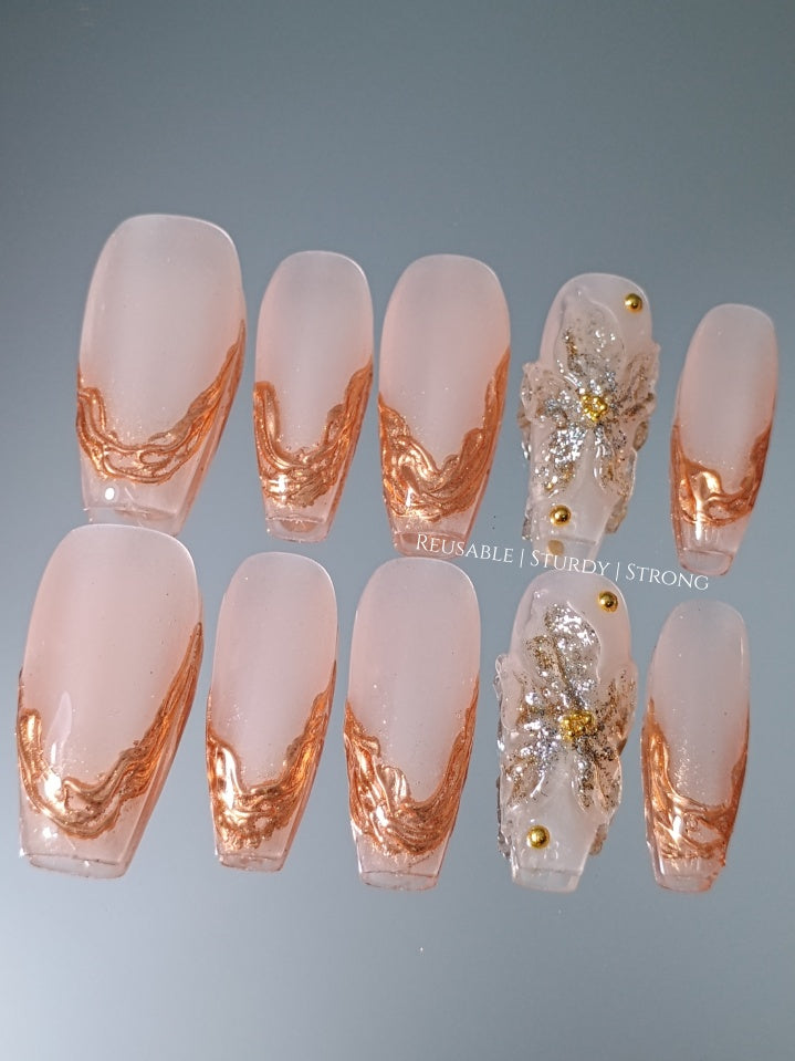 2 colours available) Gorgeous Sheer Glitter Blooming Floral