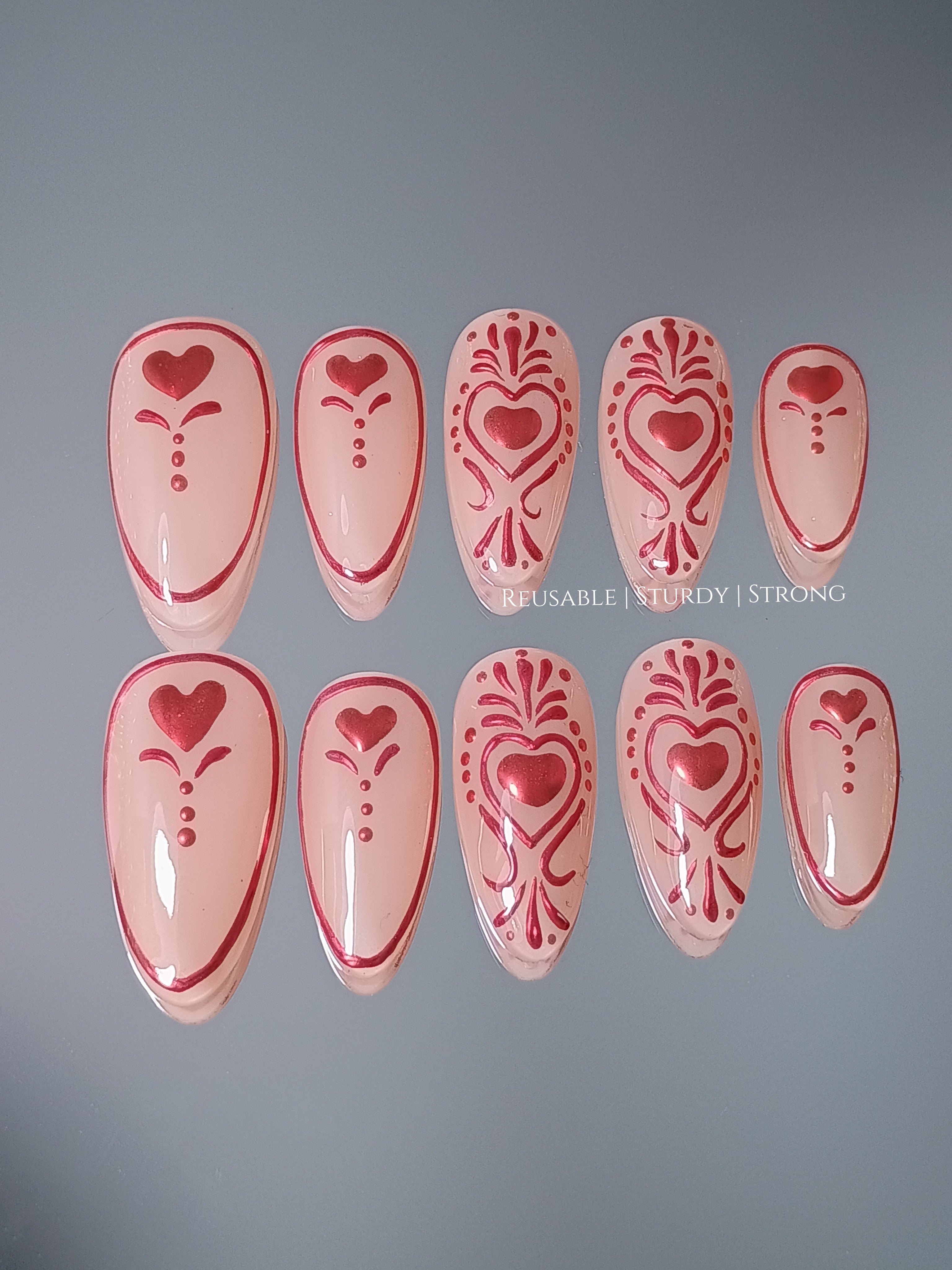 Luxurious Royal Red Chrome Press On Nails