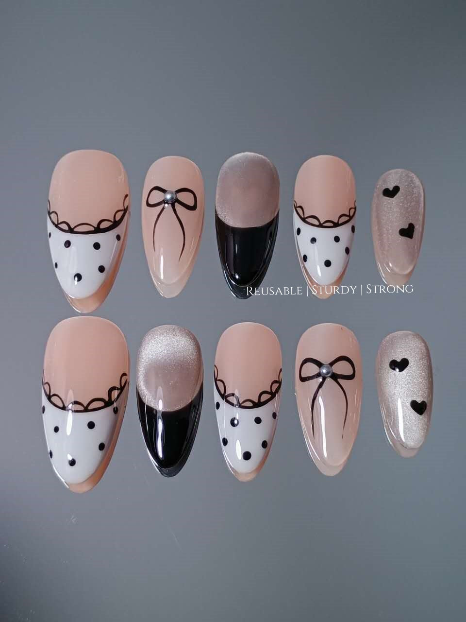Romantic Polka Dot Lace French Nails