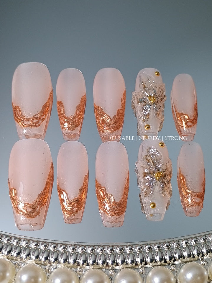 2 colours available) Gorgeous Sheer Glitter Blooming Floral