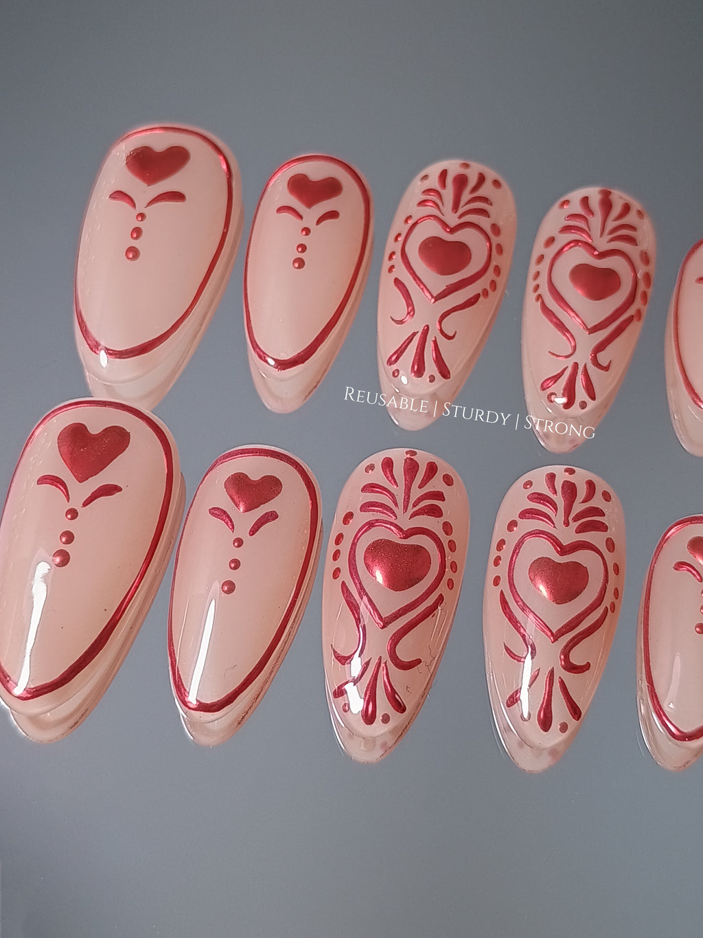 Luxurious Royal Red Chrome Press On Nails