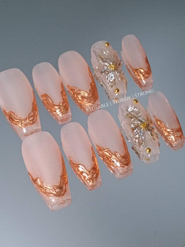 2 colours available) Gorgeous Sheer Glitter Blooming Floral