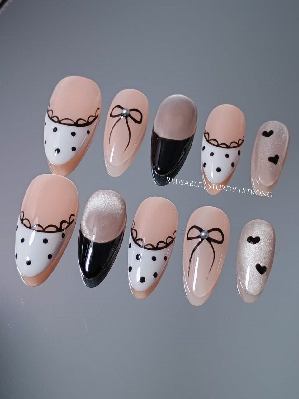 Romantic Polka Dot Lace French Nails