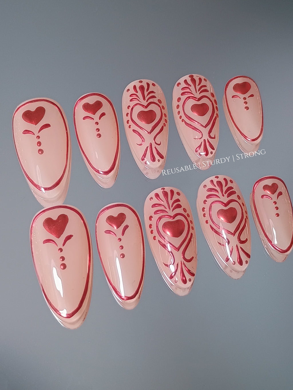 Luxurious Royal Red Chrome Press On Nails