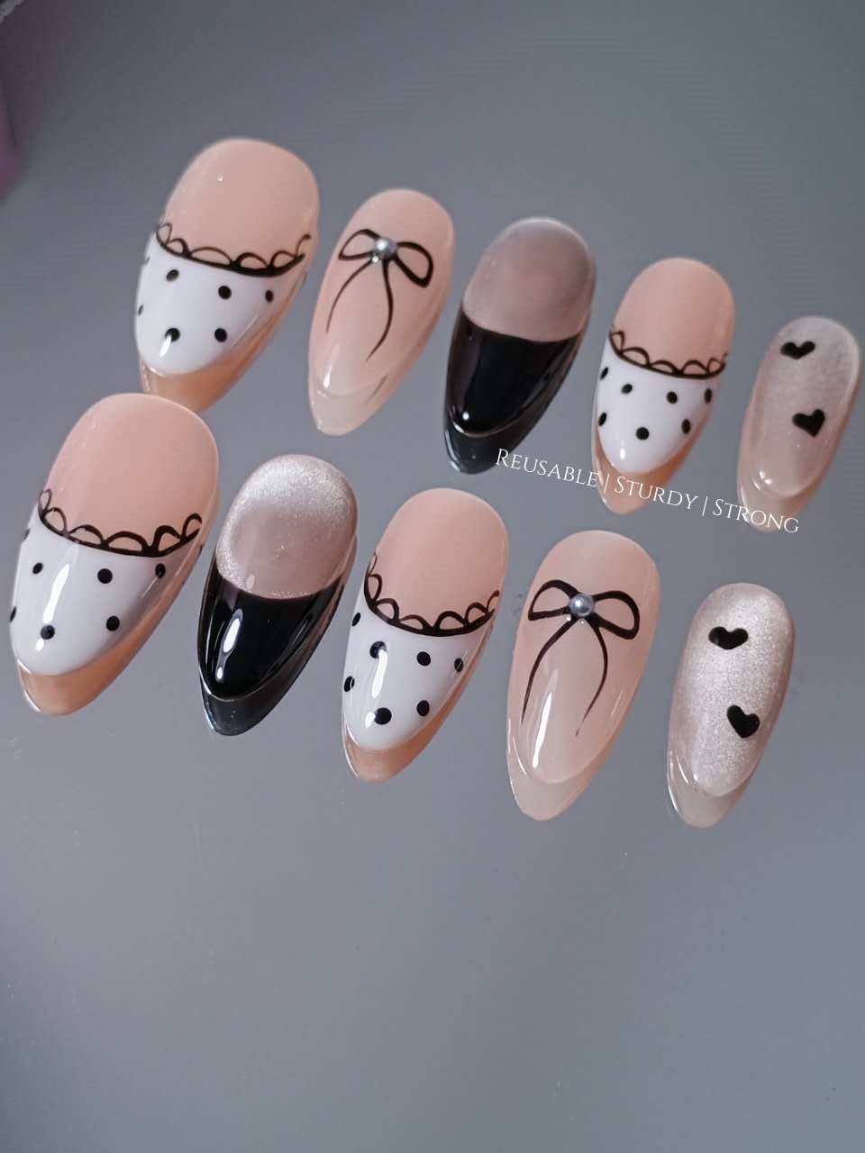Romantic Polka Dot Lace French Nails