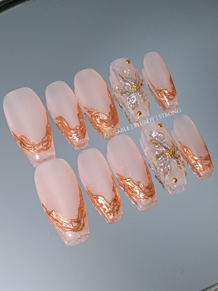 2 colours available) Gorgeous Sheer Glitter Blooming Floral