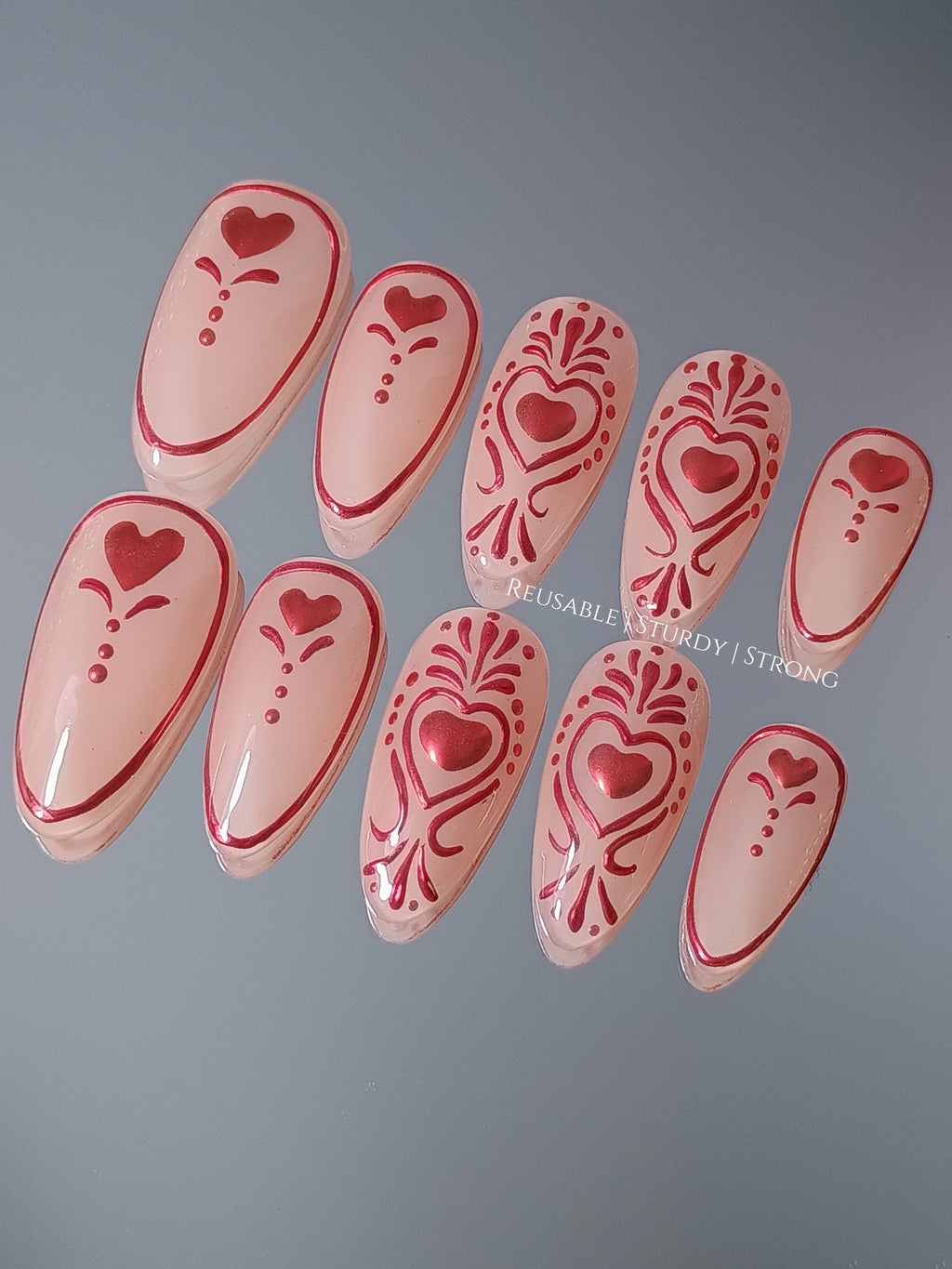 Luxurious Royal Red Chrome Press On Nails