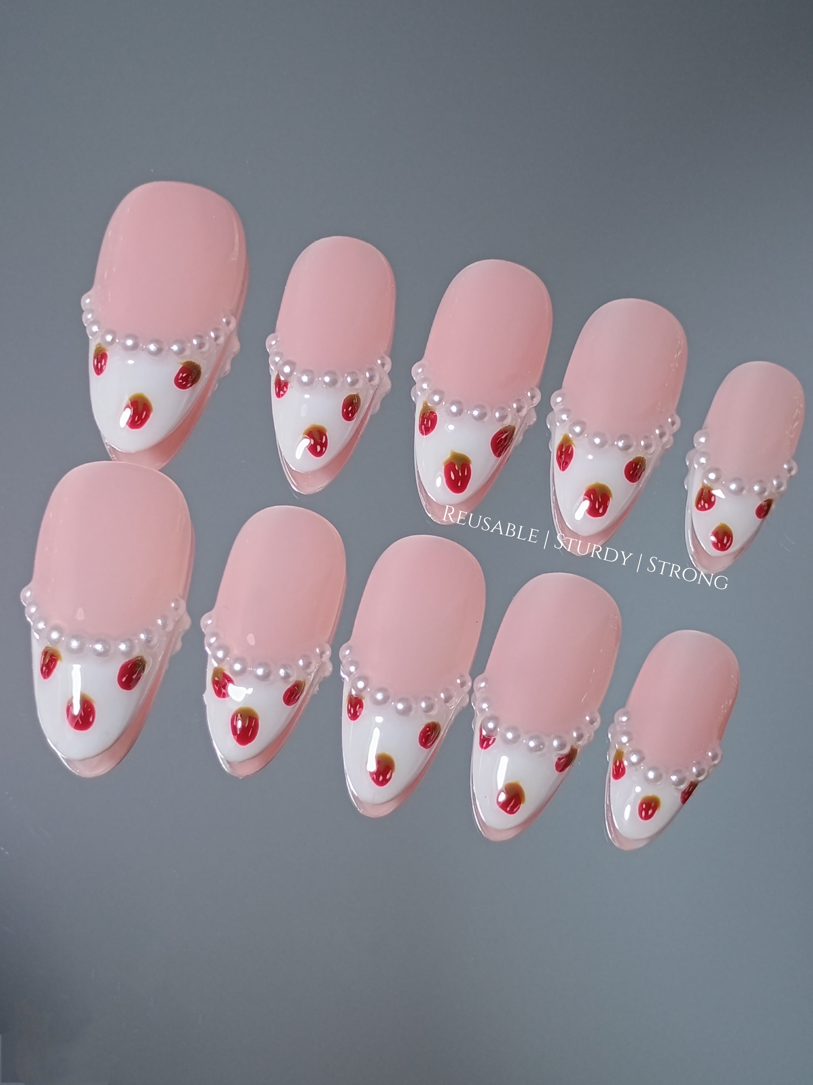 Strawberry Milk French Tips